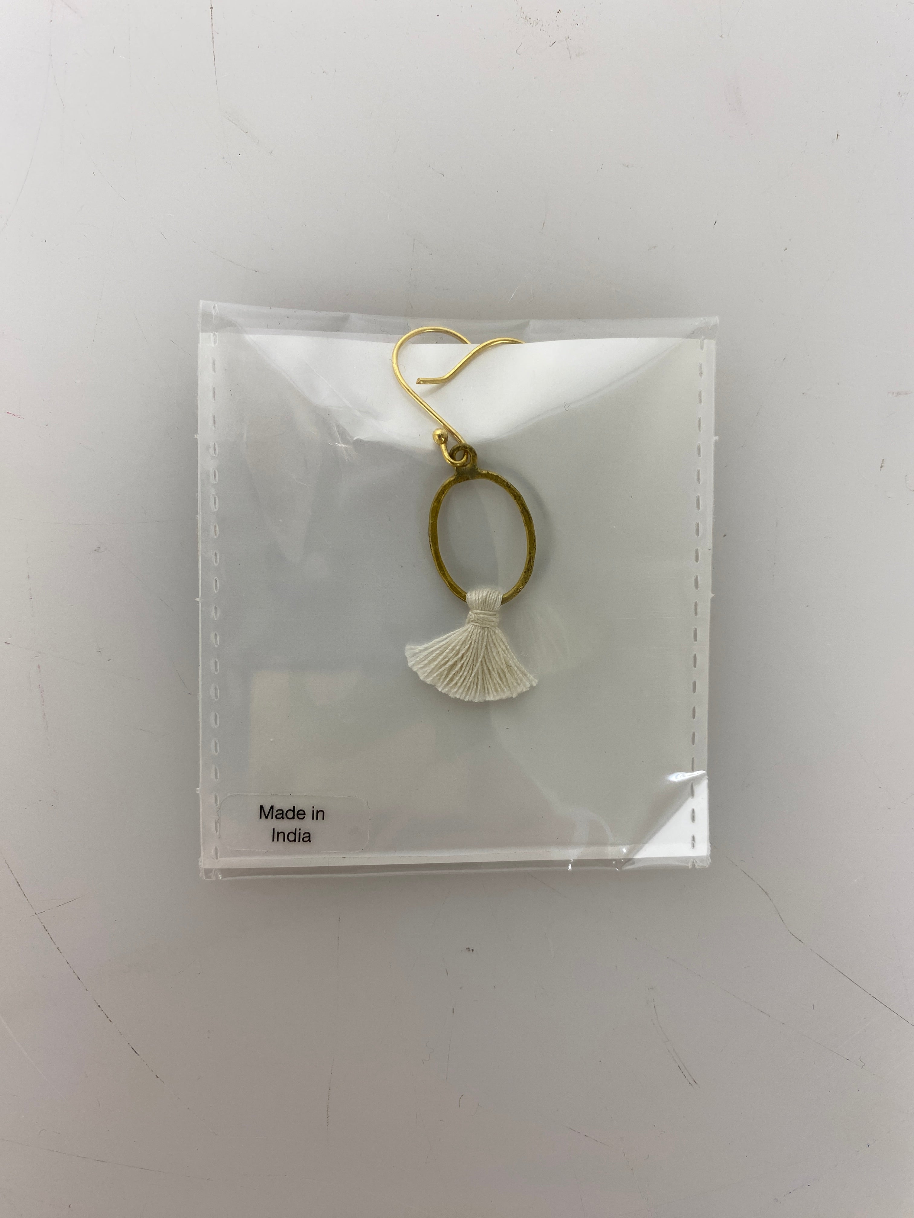 Gold White Tassel Earring