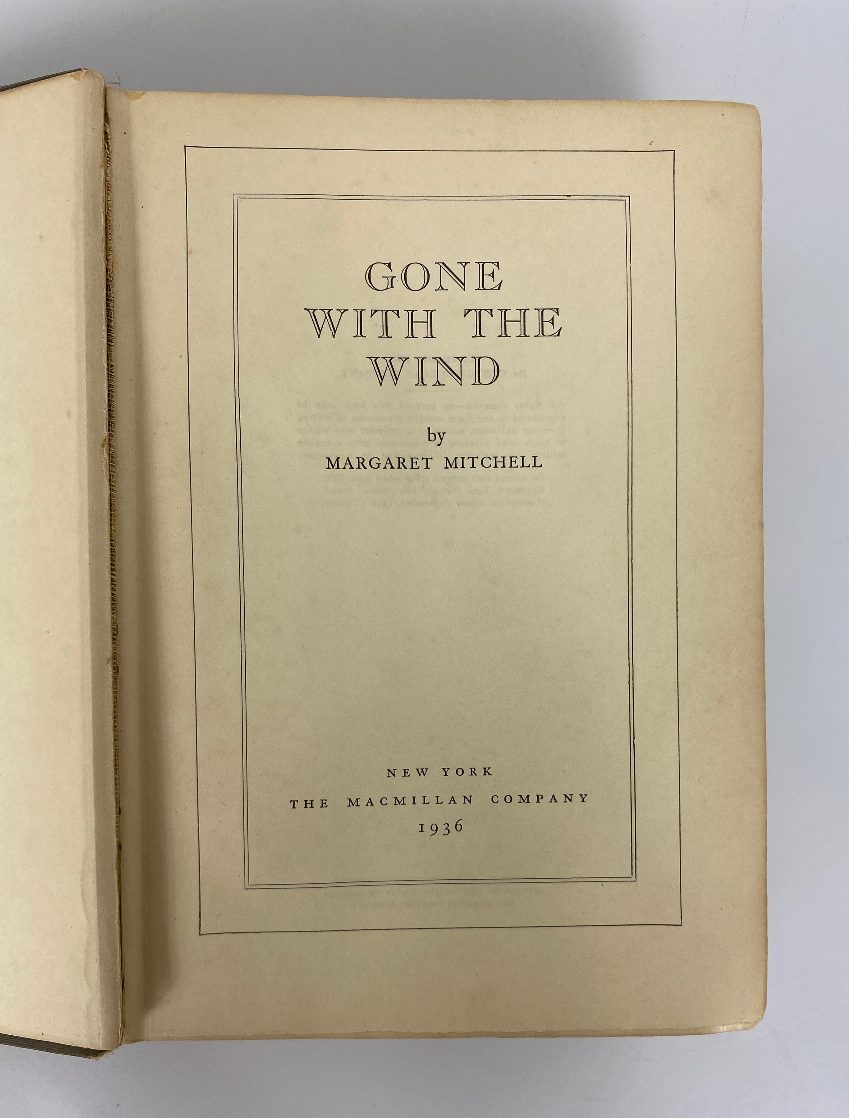 Gone With the Wind Margaret Mitchell 1936 1st Ed September 1936 Printing HC