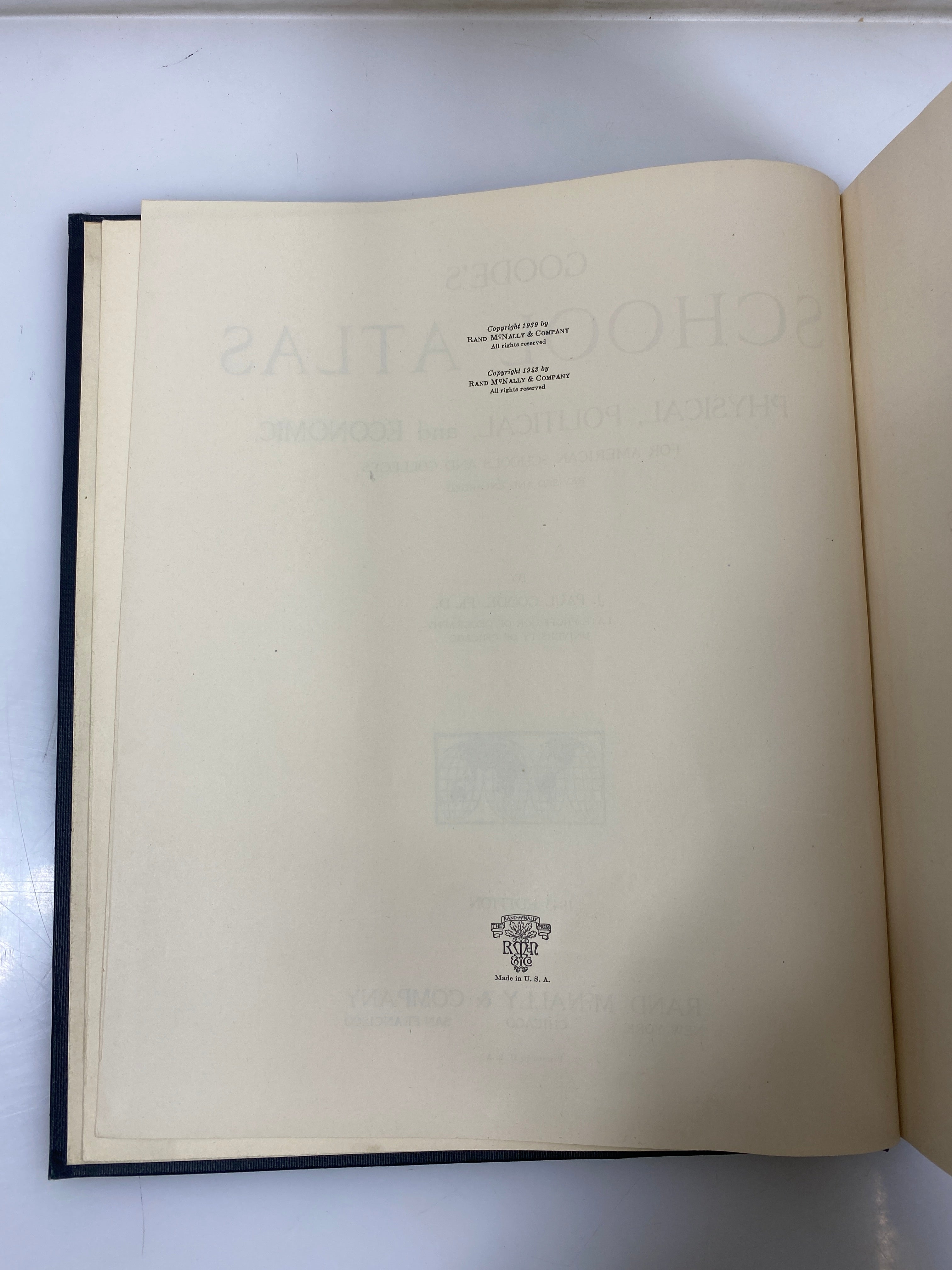 Goode's School Atlas by Paul Goode 1943 HC
