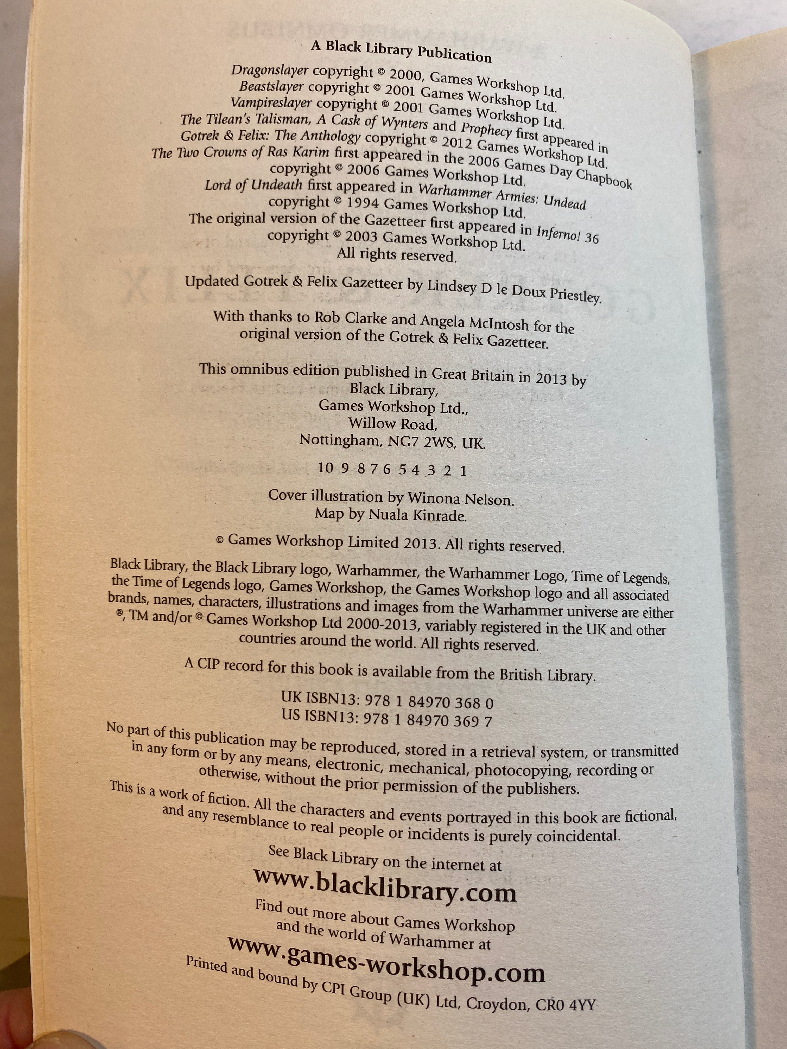 Gotrek and Felix Second Omnibus Warhammer Black Library Re-issue 2013