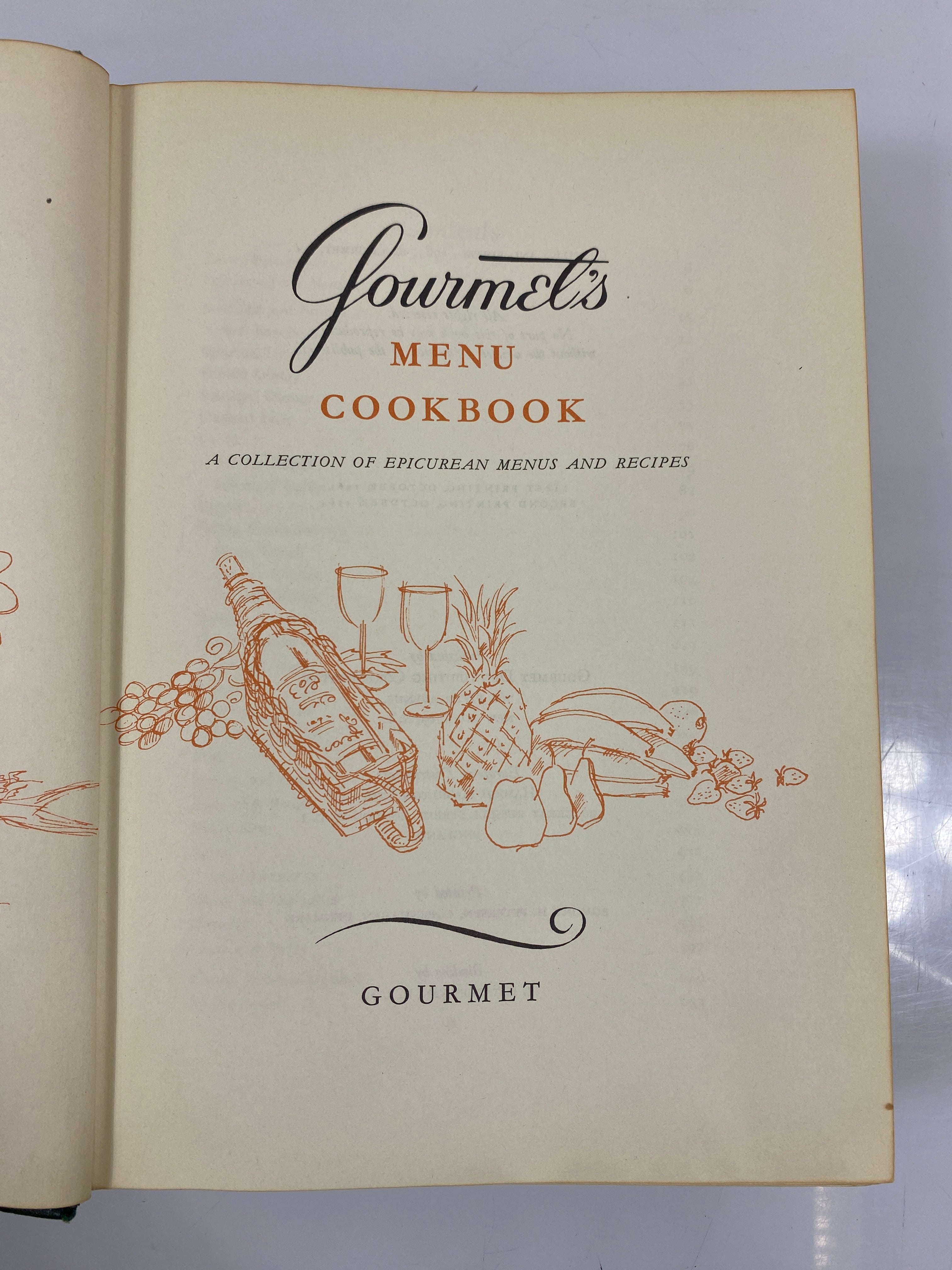 Gourmet's Menu Cookbook 2nd Print 1963 HC