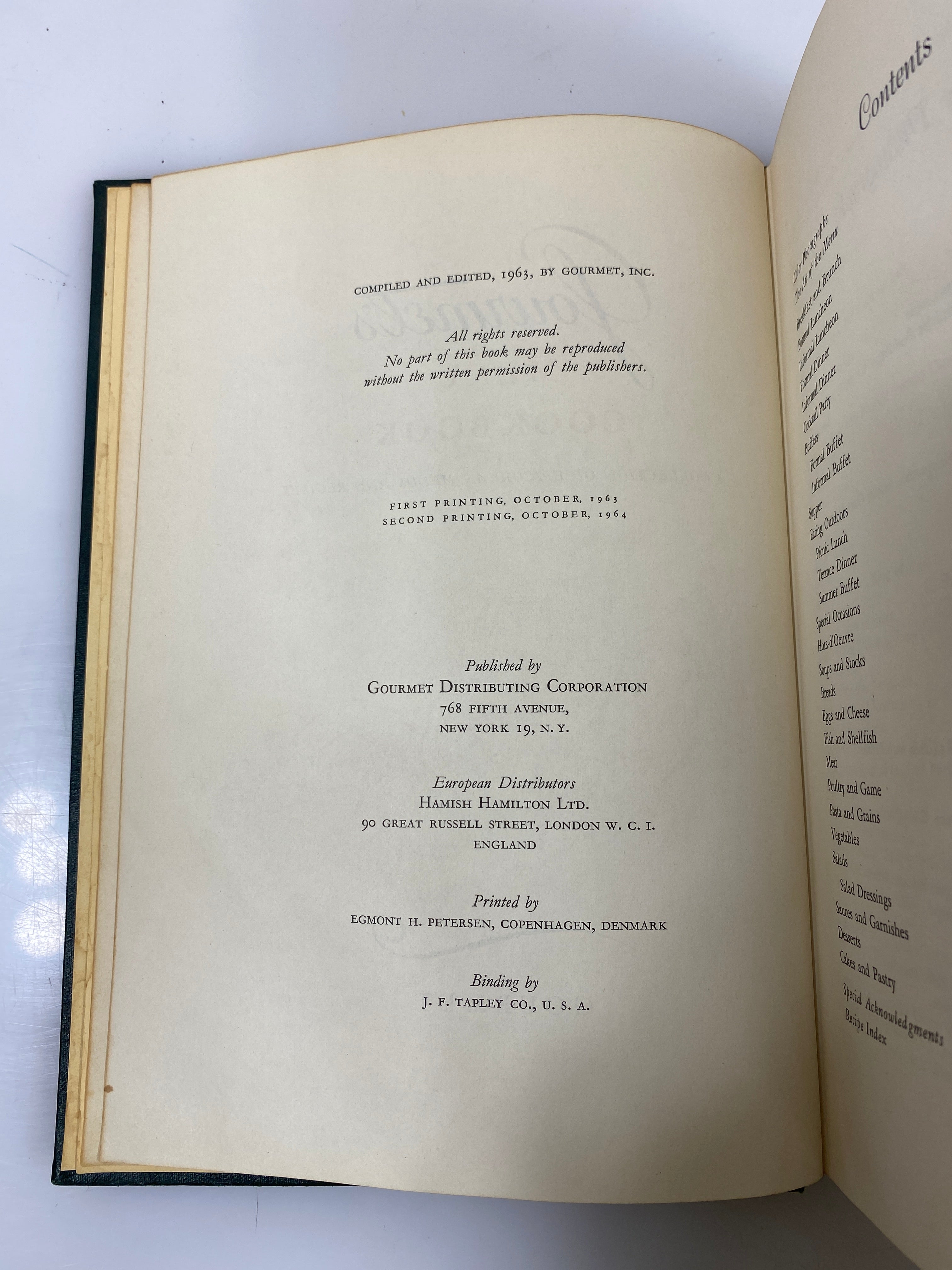 Gourmet's Menu Cookbook 2nd Print 1963 HC