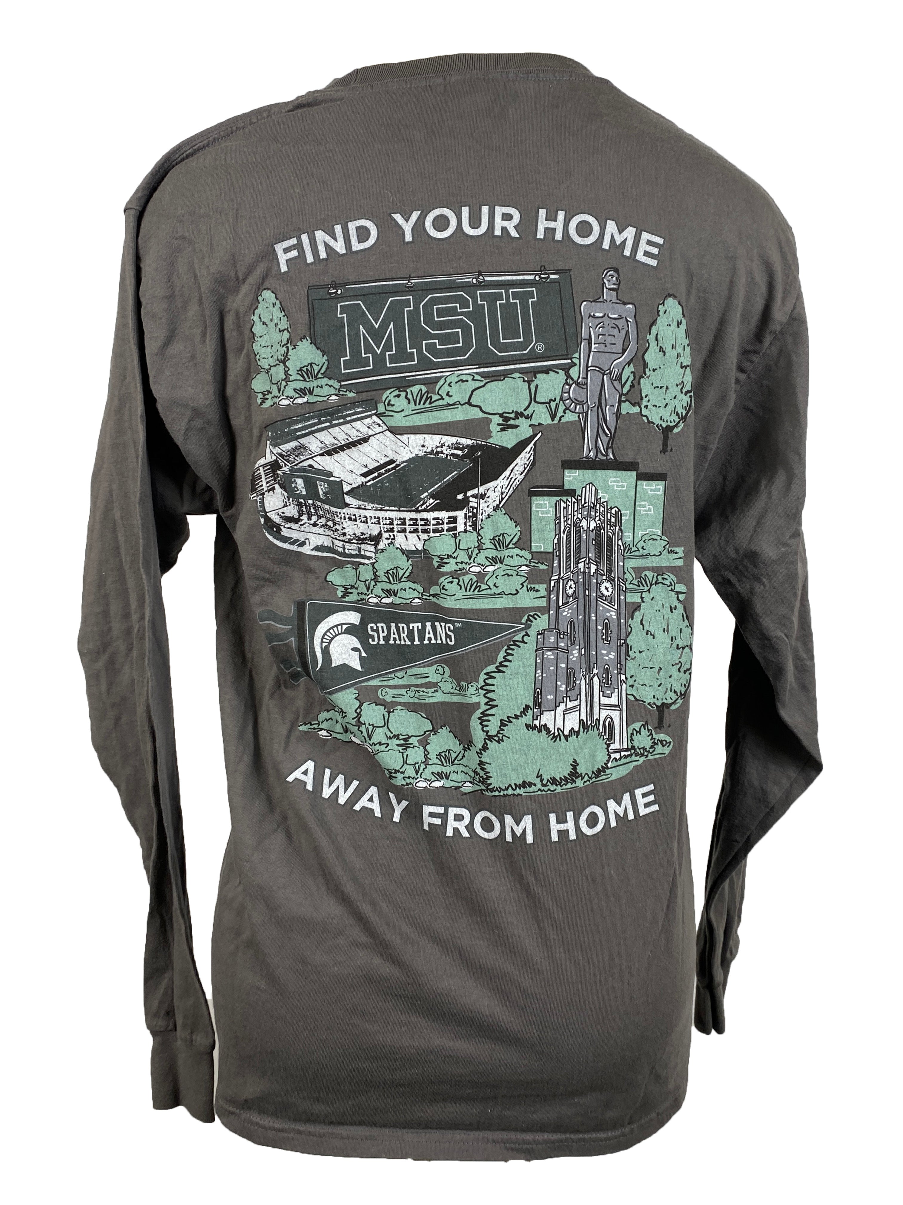 Gray Michigan State Long Sleeve T-Shirt Unisex Size Medium