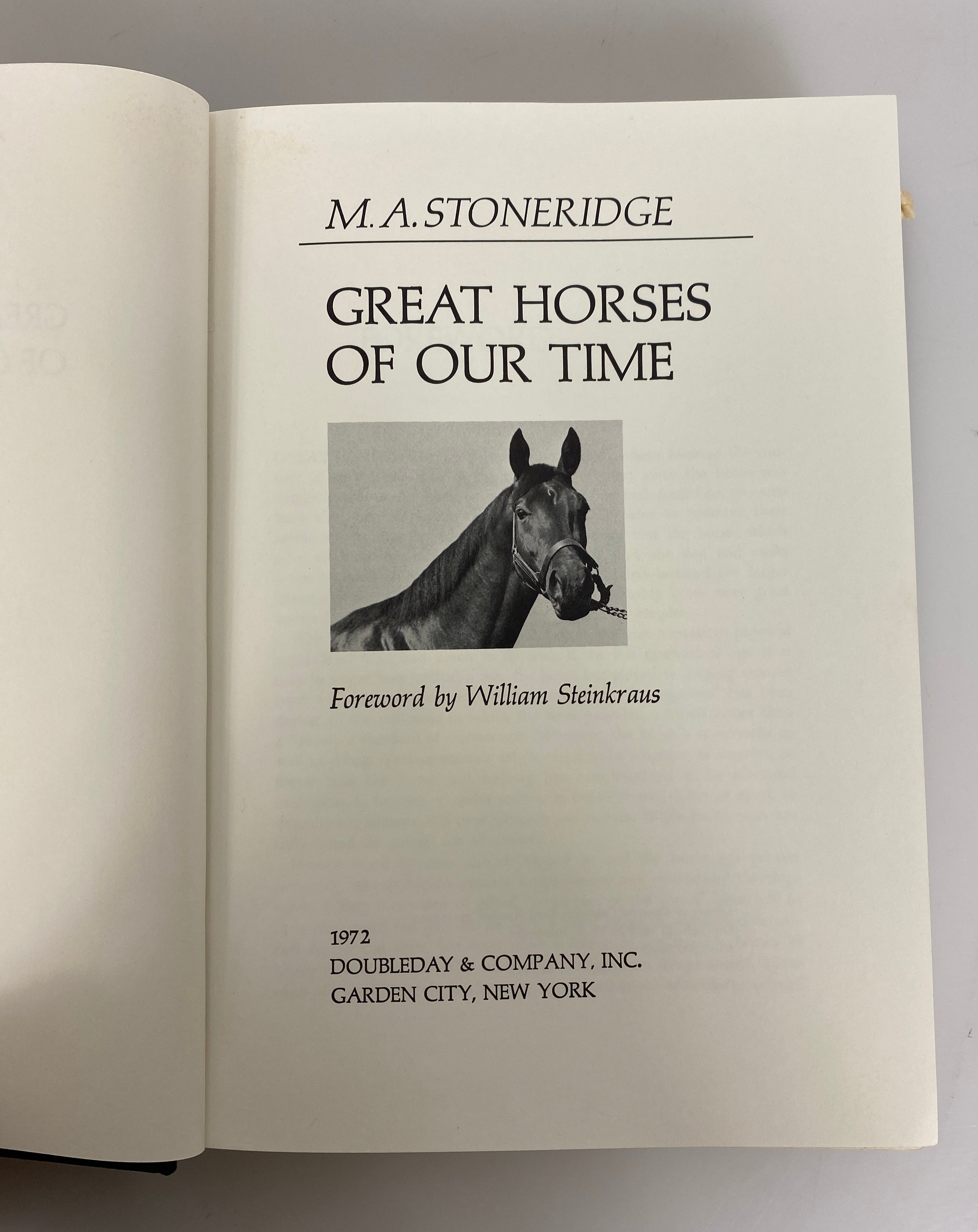 Great Horses of Our Time by M.A. Stoneridge 1972 First Edition HC DJ