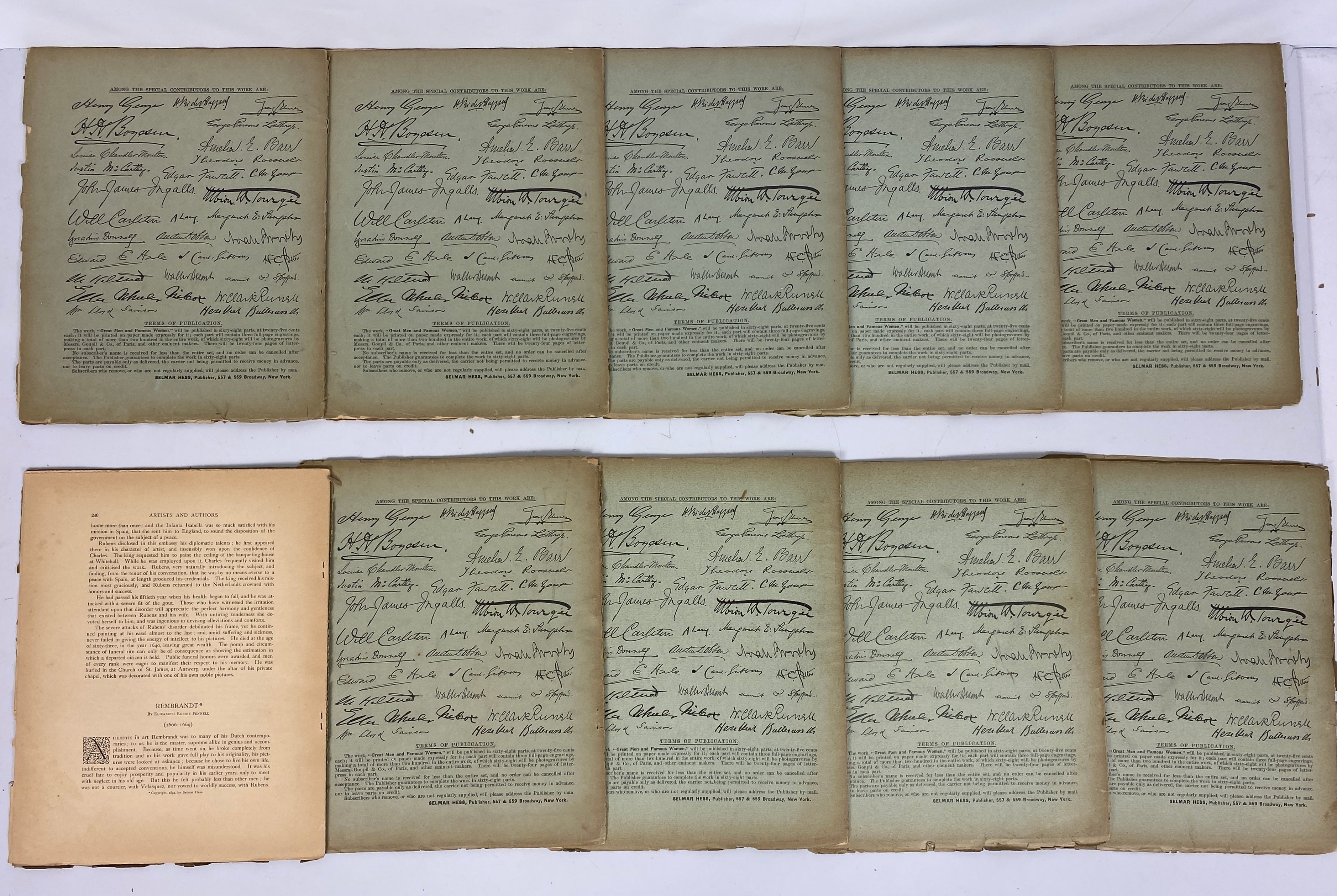 Great Men and Famous Women A Series of Pen and Pencil Sketches Lot of 58, 1900
