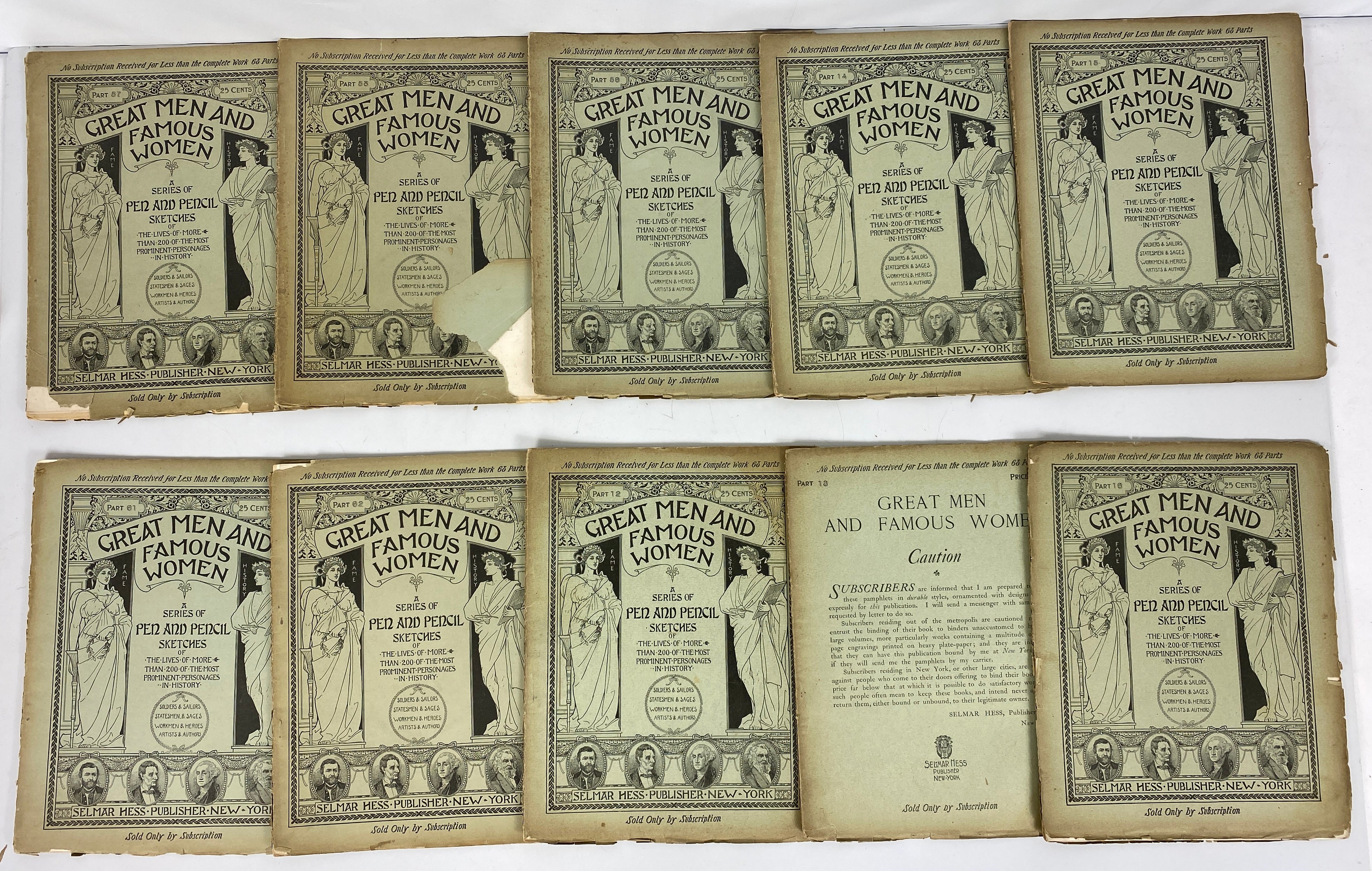 Great Men and Famous Women A Series of Pen and Pencil Sketches Lot of 58, 1900