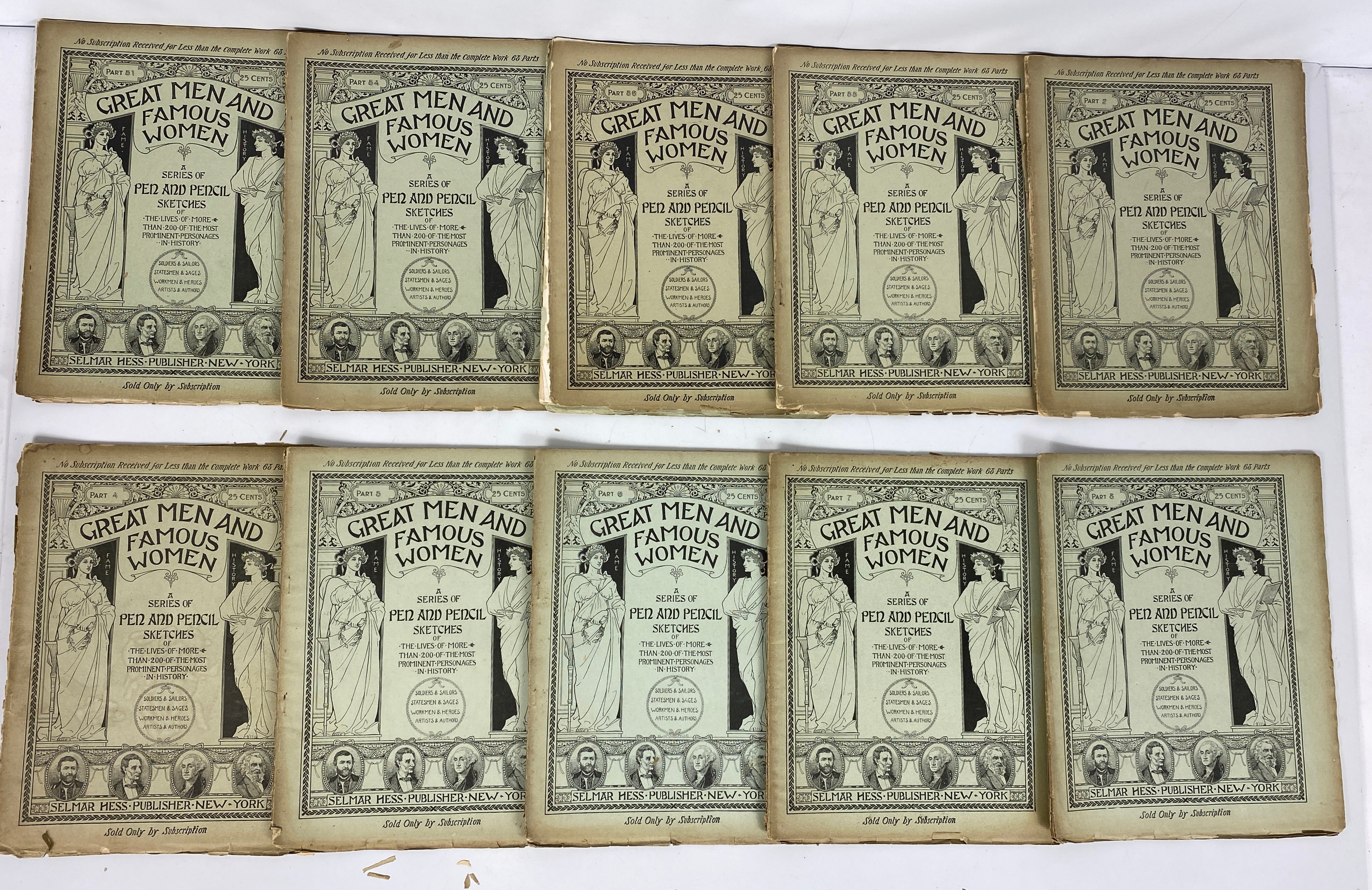 Great Men and Famous Women A Series of Pen and Pencil Sketches Lot of 58, 1900