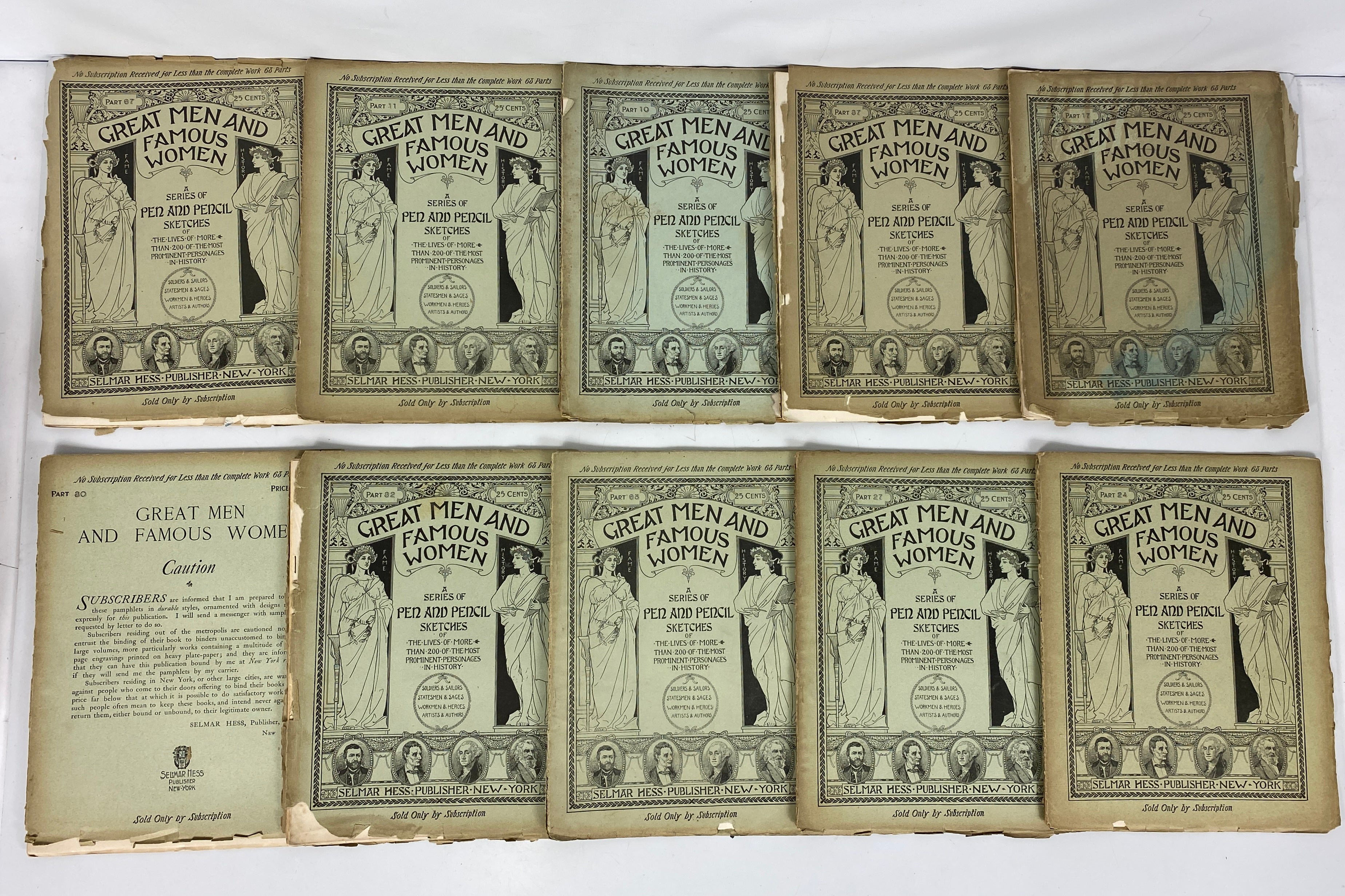 Great Men and Famous Women A Series of Pen and Pencil Sketches Lot of 58, 1900