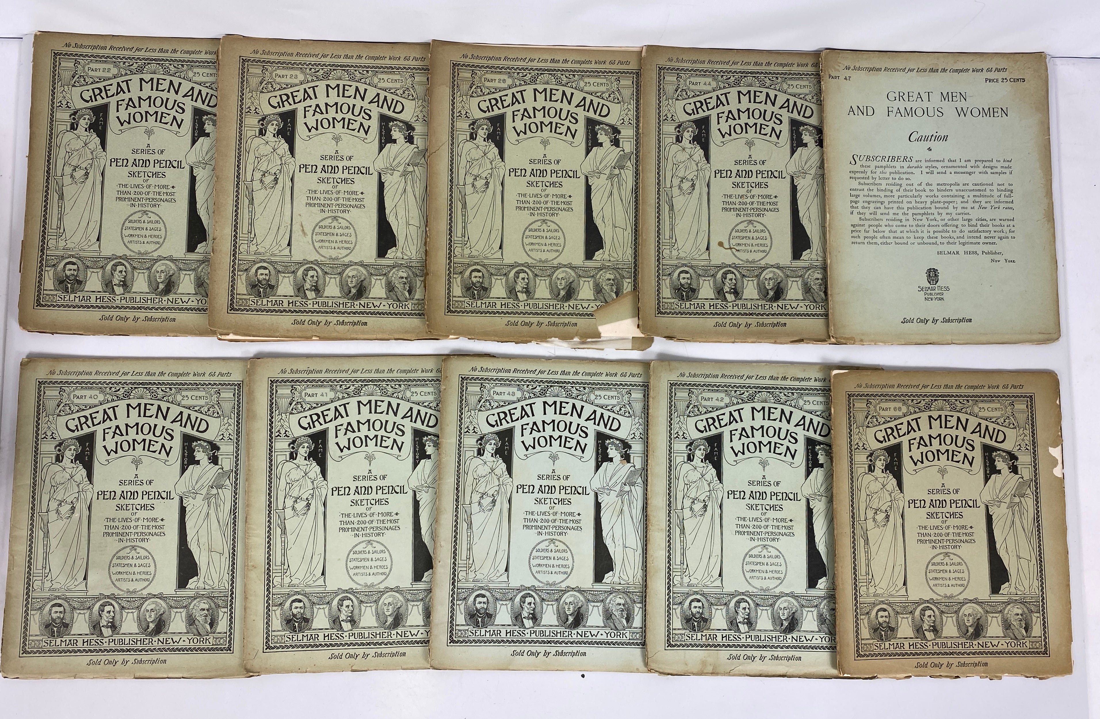 Great Men and Famous Women A Series of Pen and Pencil Sketches Lot of 58, 1900