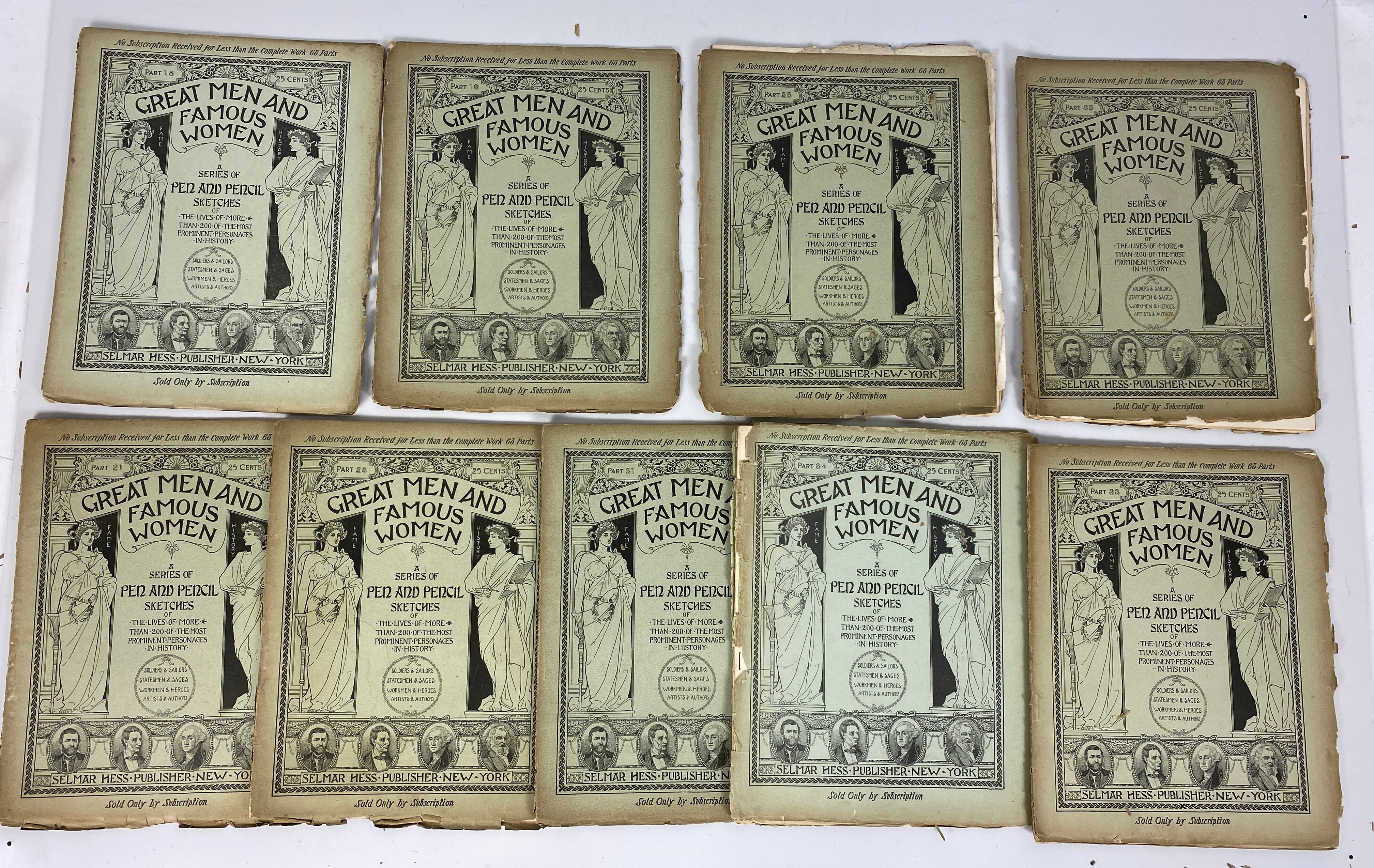Great Men and Famous Women A Series of Pen and Pencil Sketches Lot of 58, 1900