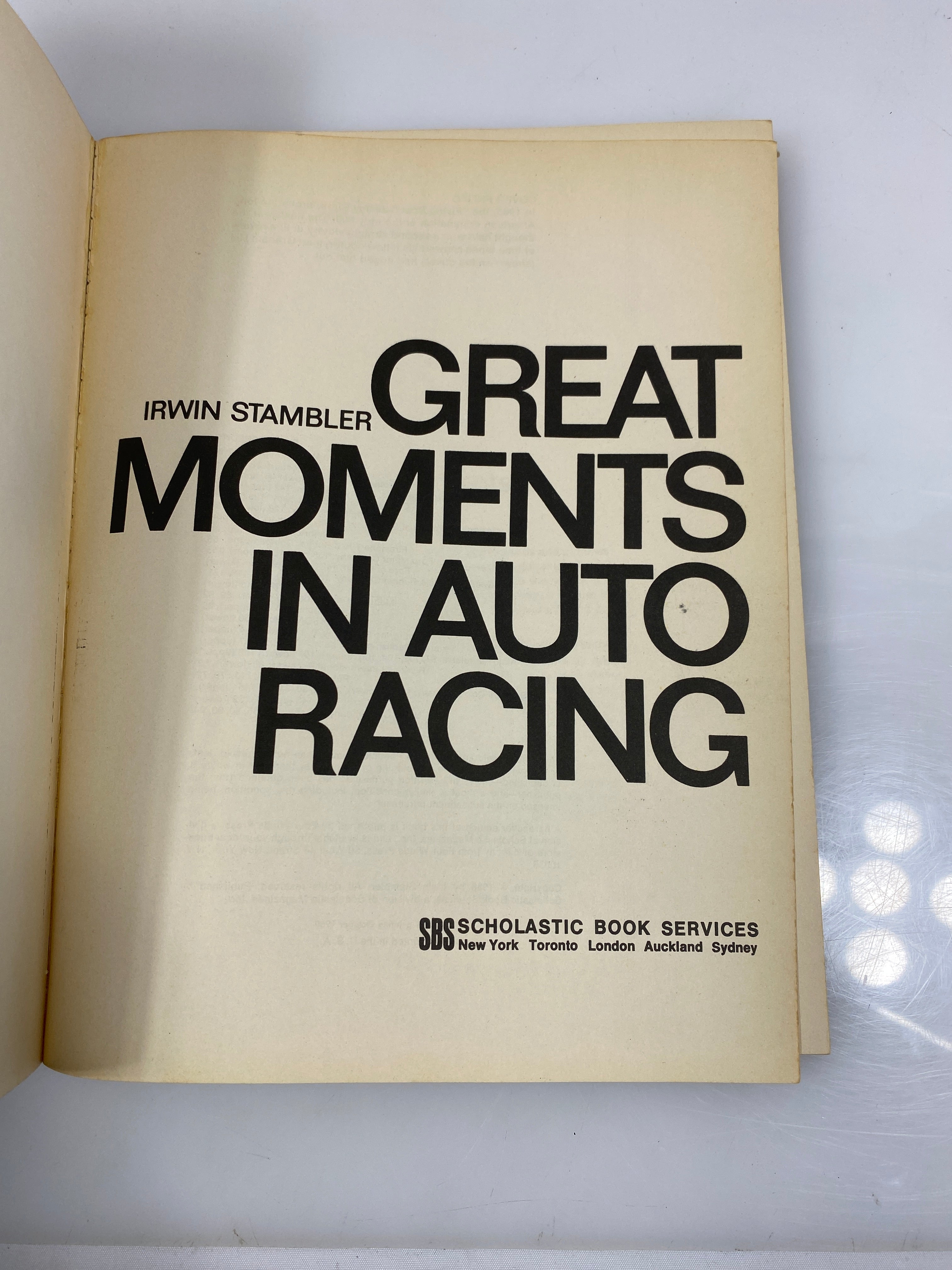 Great Moments in Auto Racing by Stambler 1969 2nd Print SC