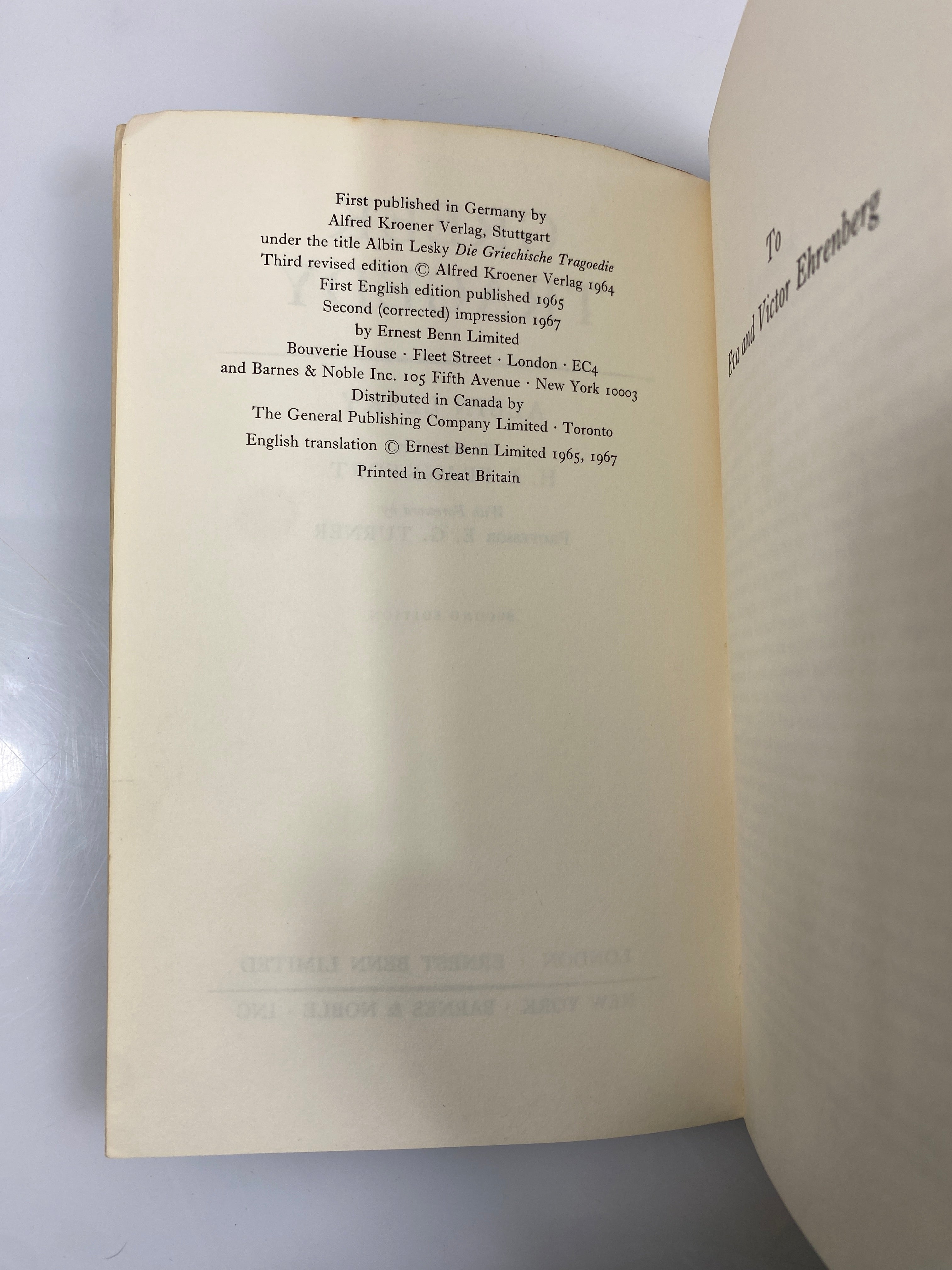 Greek Tragedy by Albin Lesky 1967 Second Impression Vintage SC