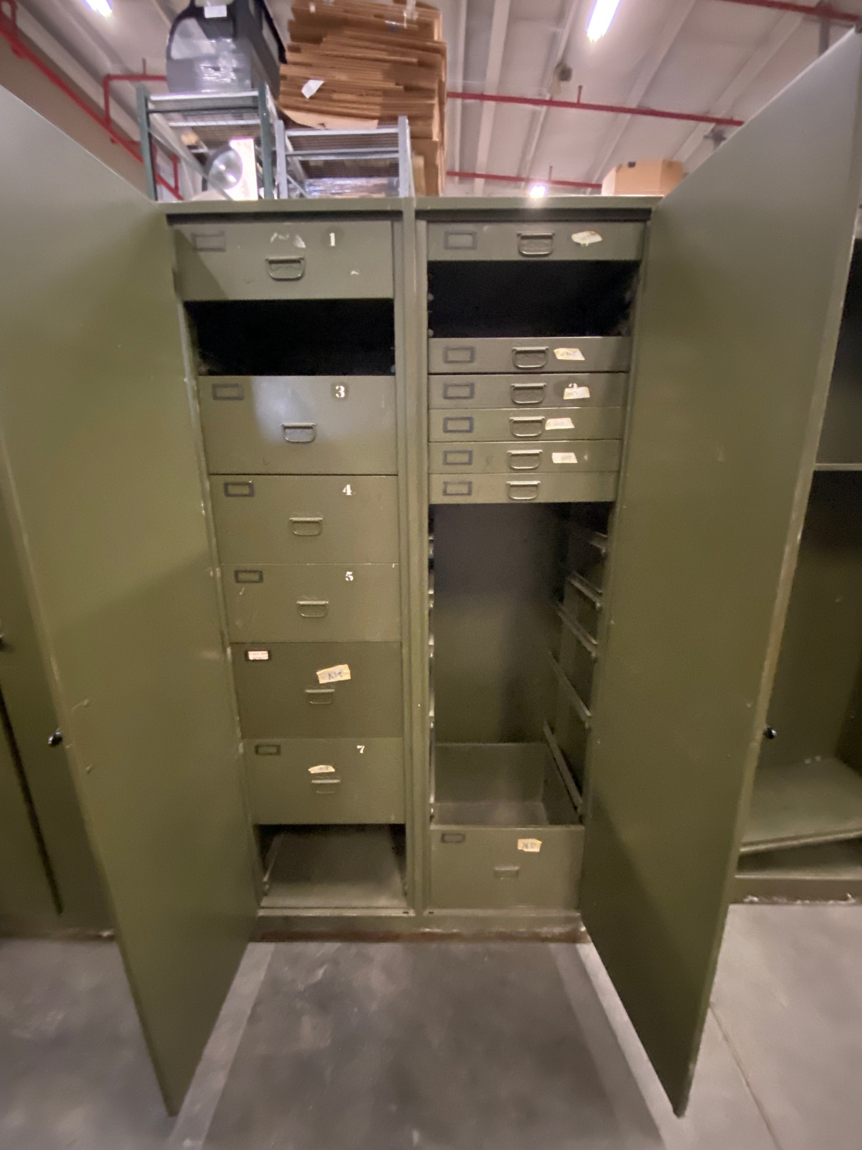 Green Metal Cabinet w/ Adjustable Drawer Slots #2
