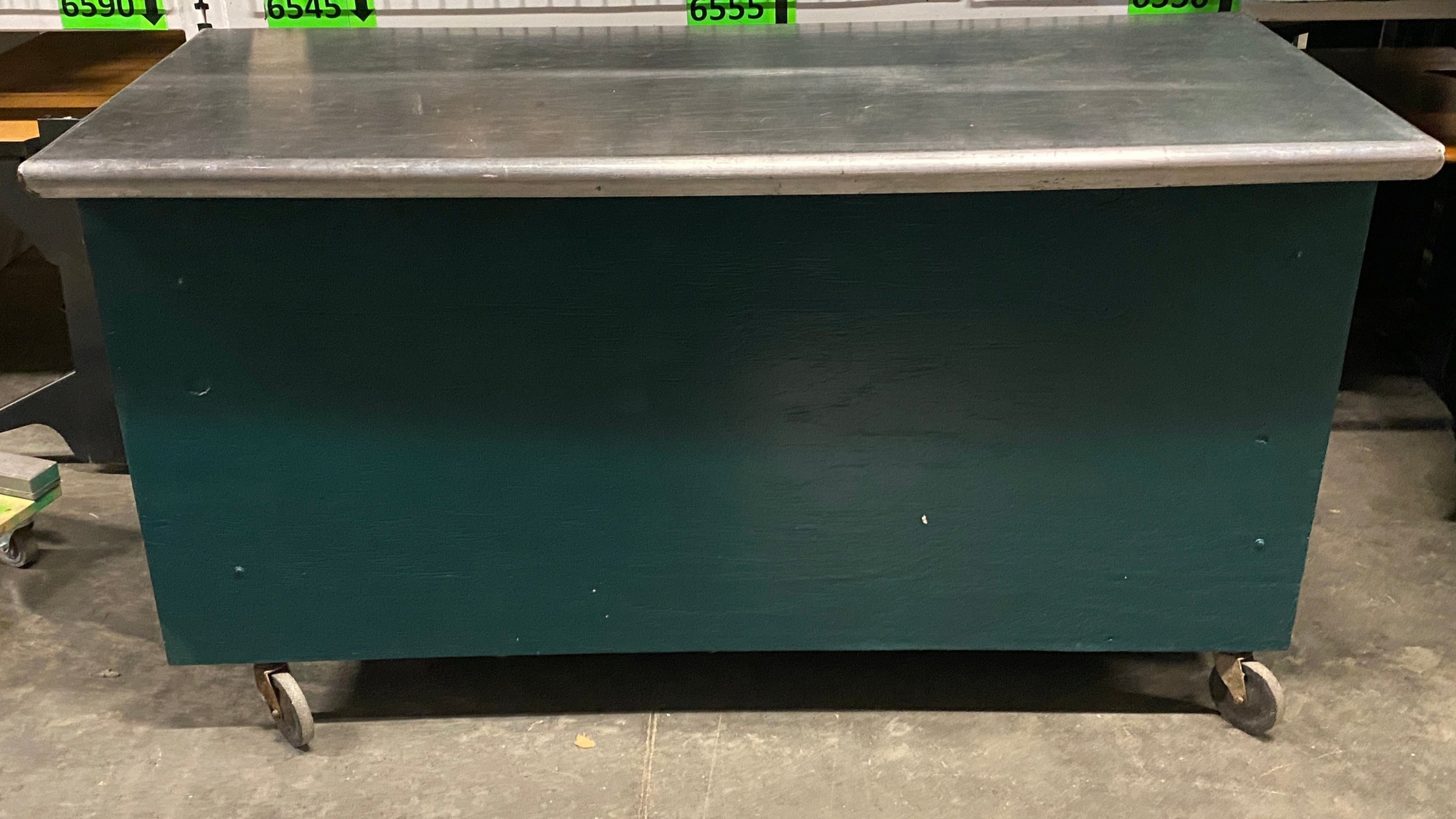 Green Metal Top Wheeled Cart w/ Storage