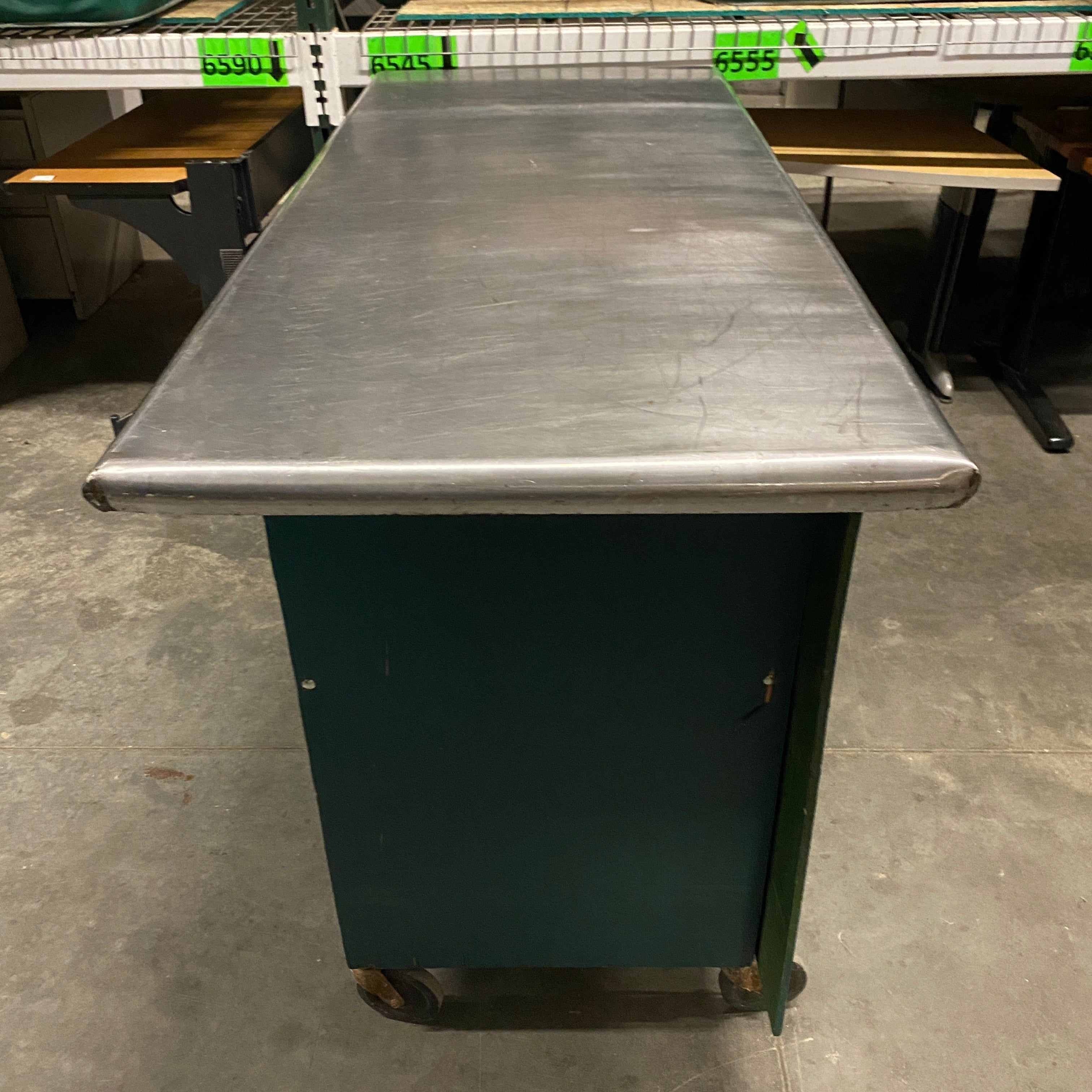 Green Metal Top Wheeled Cart w/ Storage