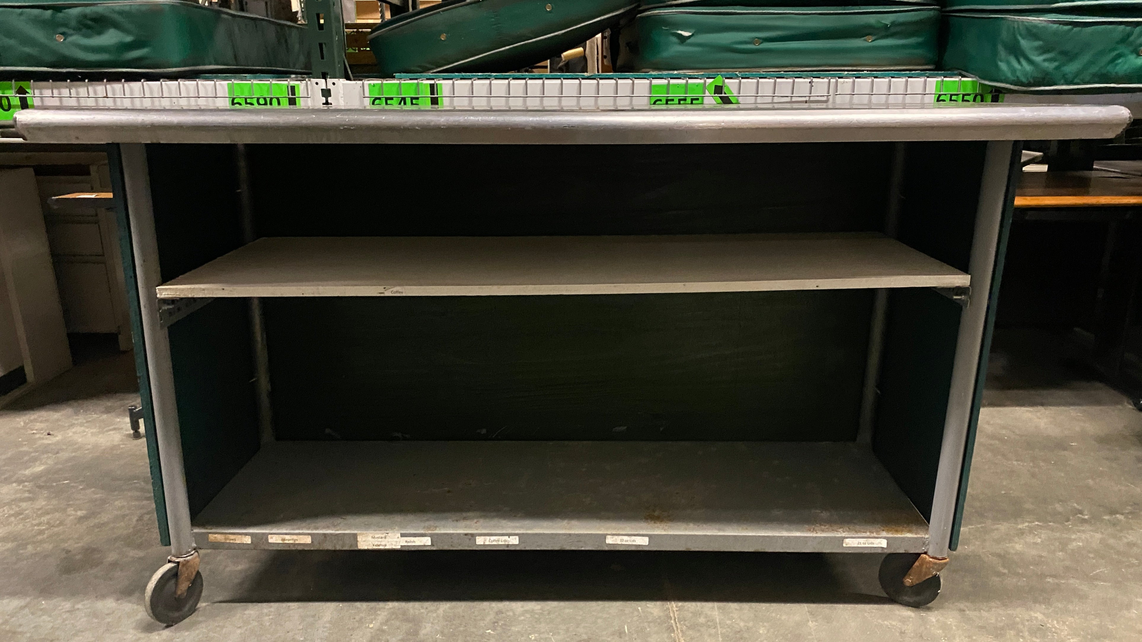Green Metal Top Wheeled Cart w/ Storage