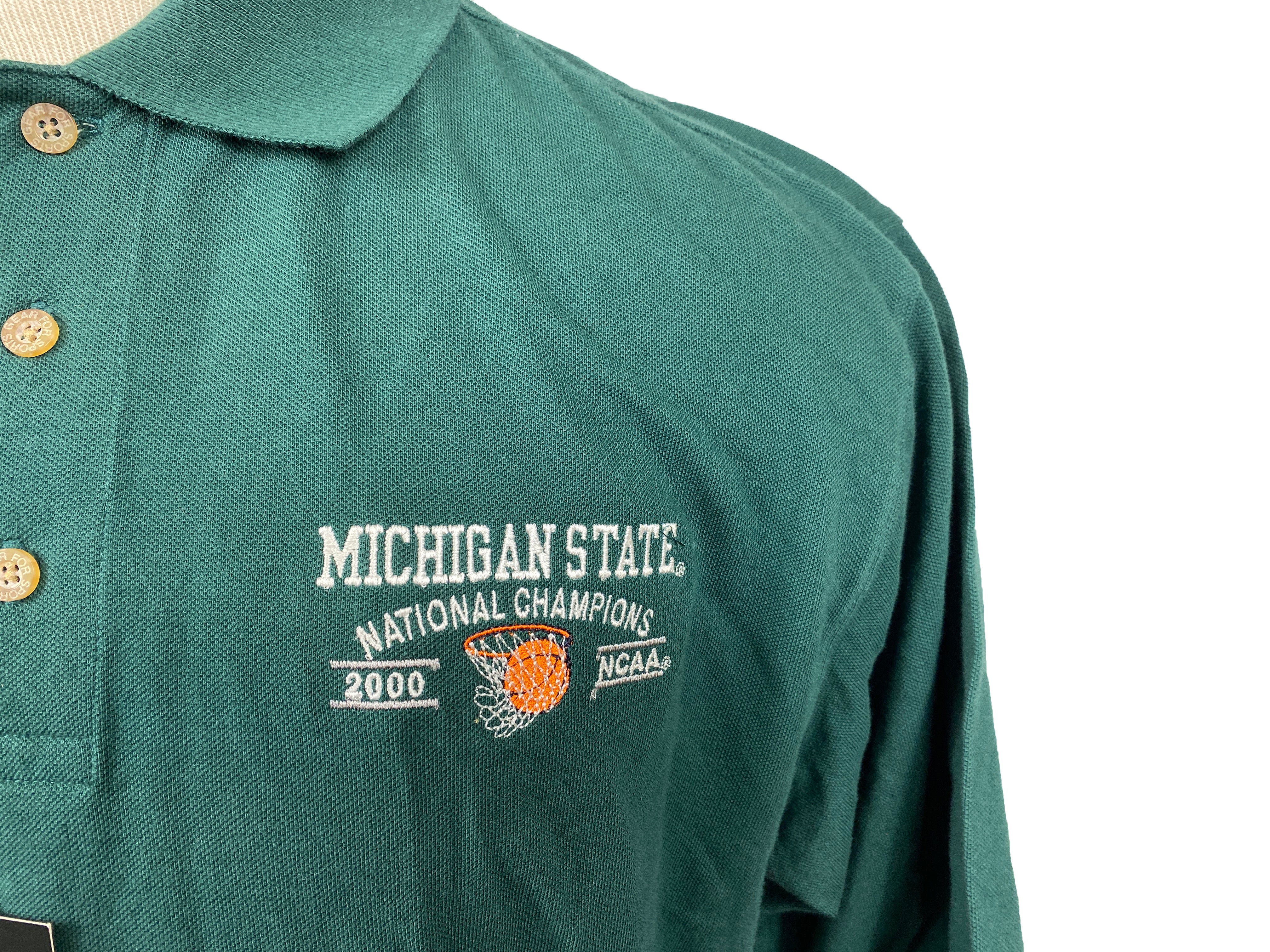 Green Michigan State NCAA 2000 National Championships Polo Men's Size Medium