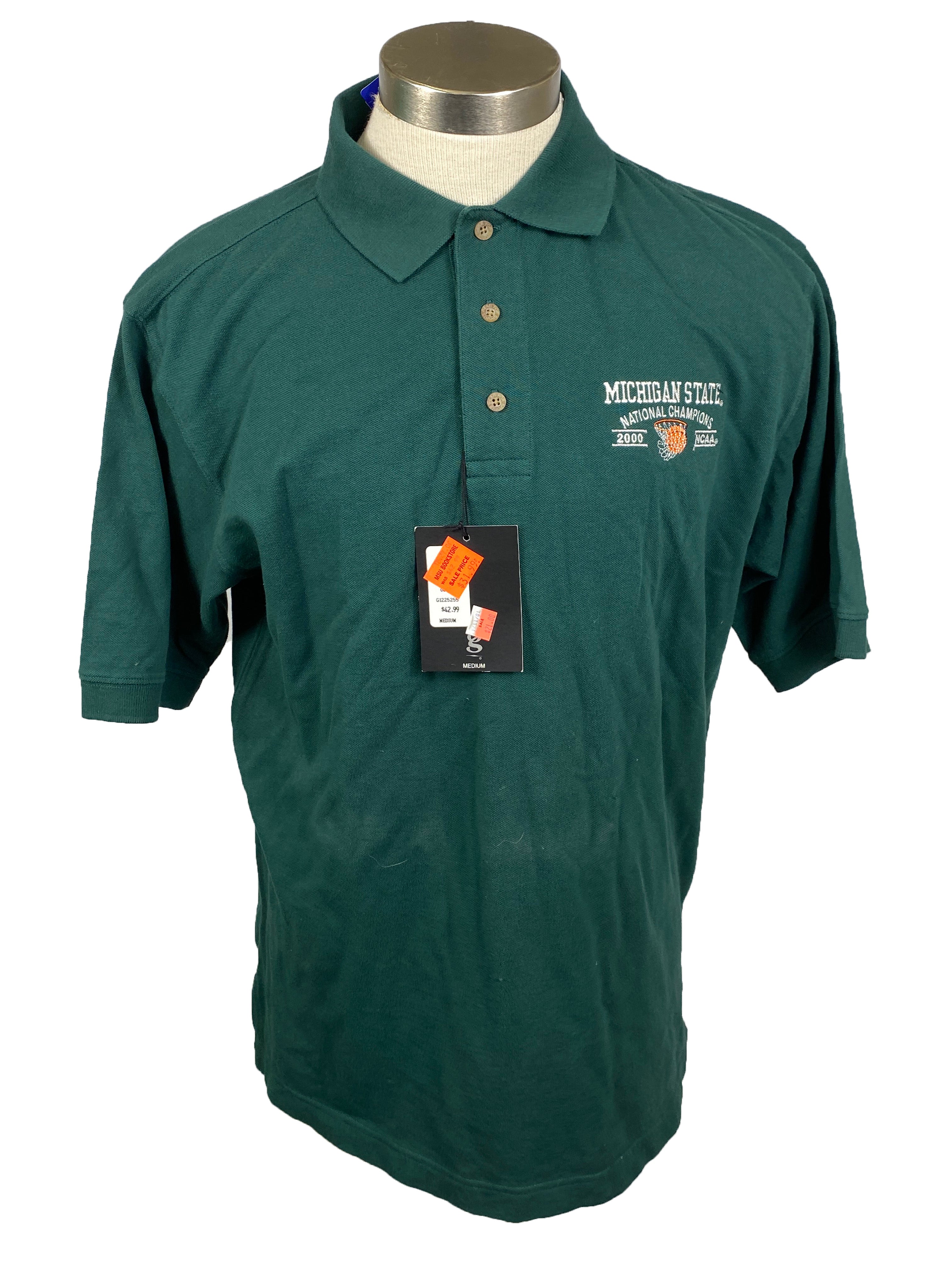 Green Michigan State NCAA 2000 National Championships Polo Men's Size Medium