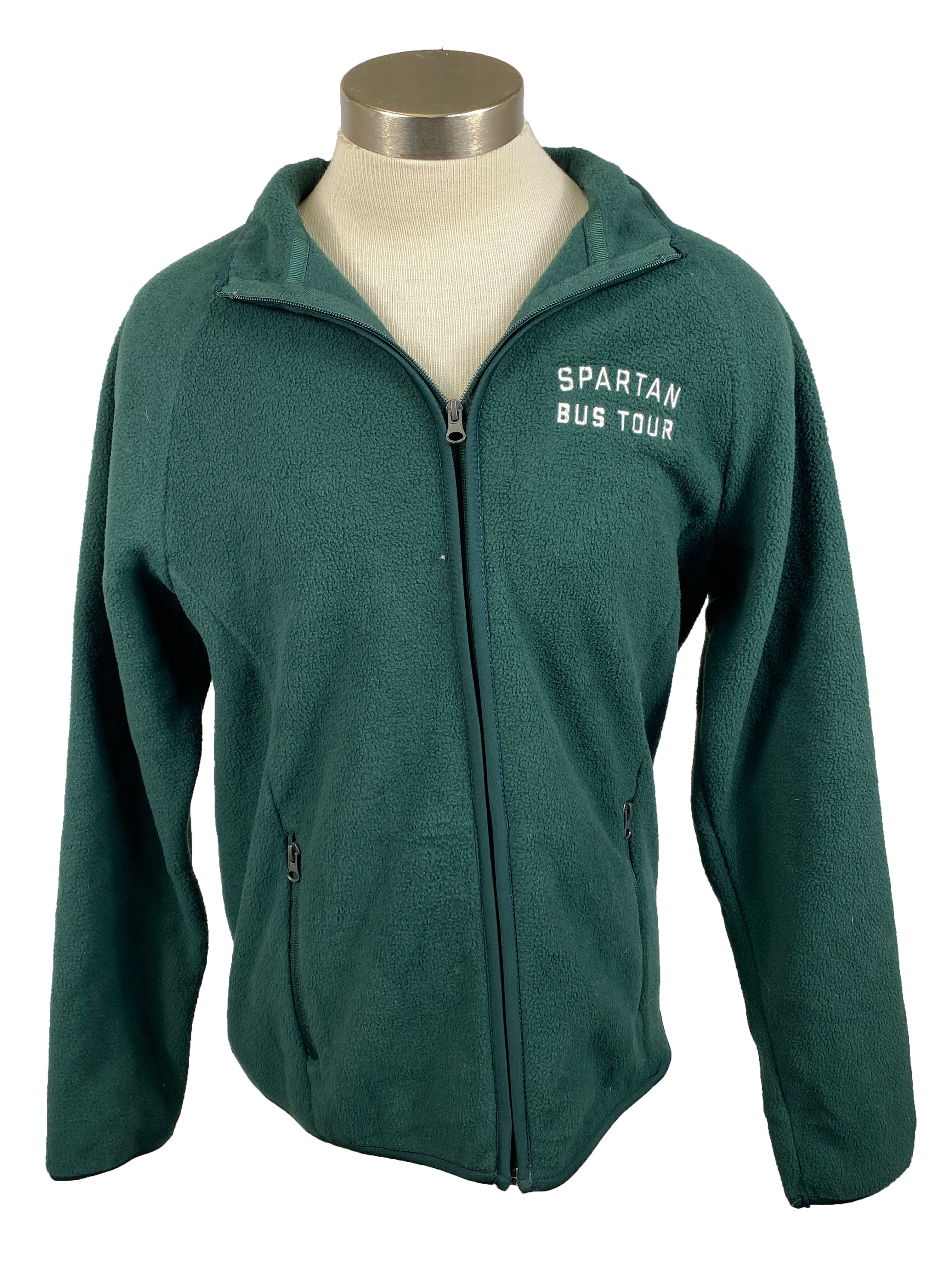 Green Spartan Bus Tour Fleece Full Zip Jacket Unisex Size M