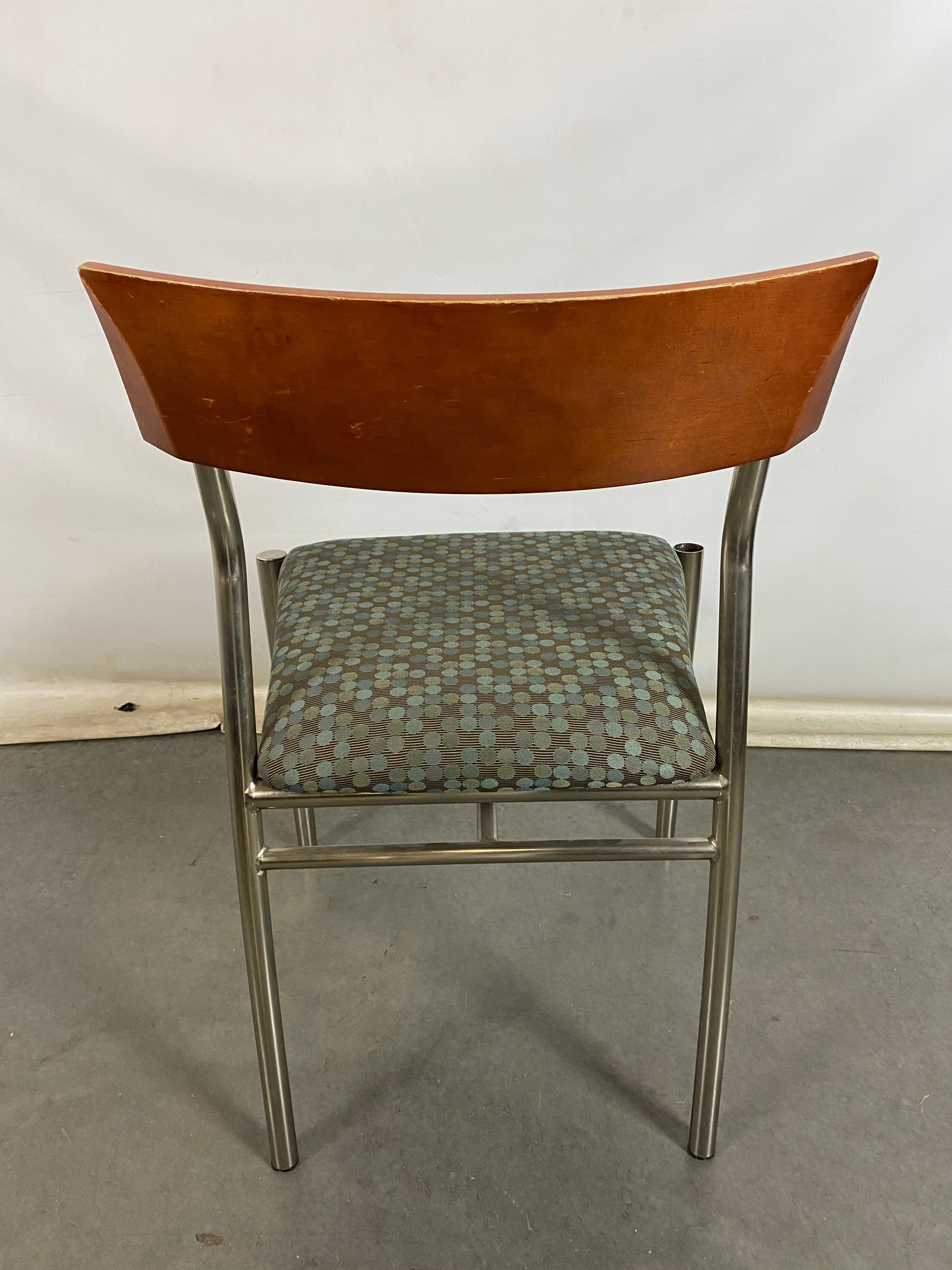 Green Upholstered Chair with Wood Back