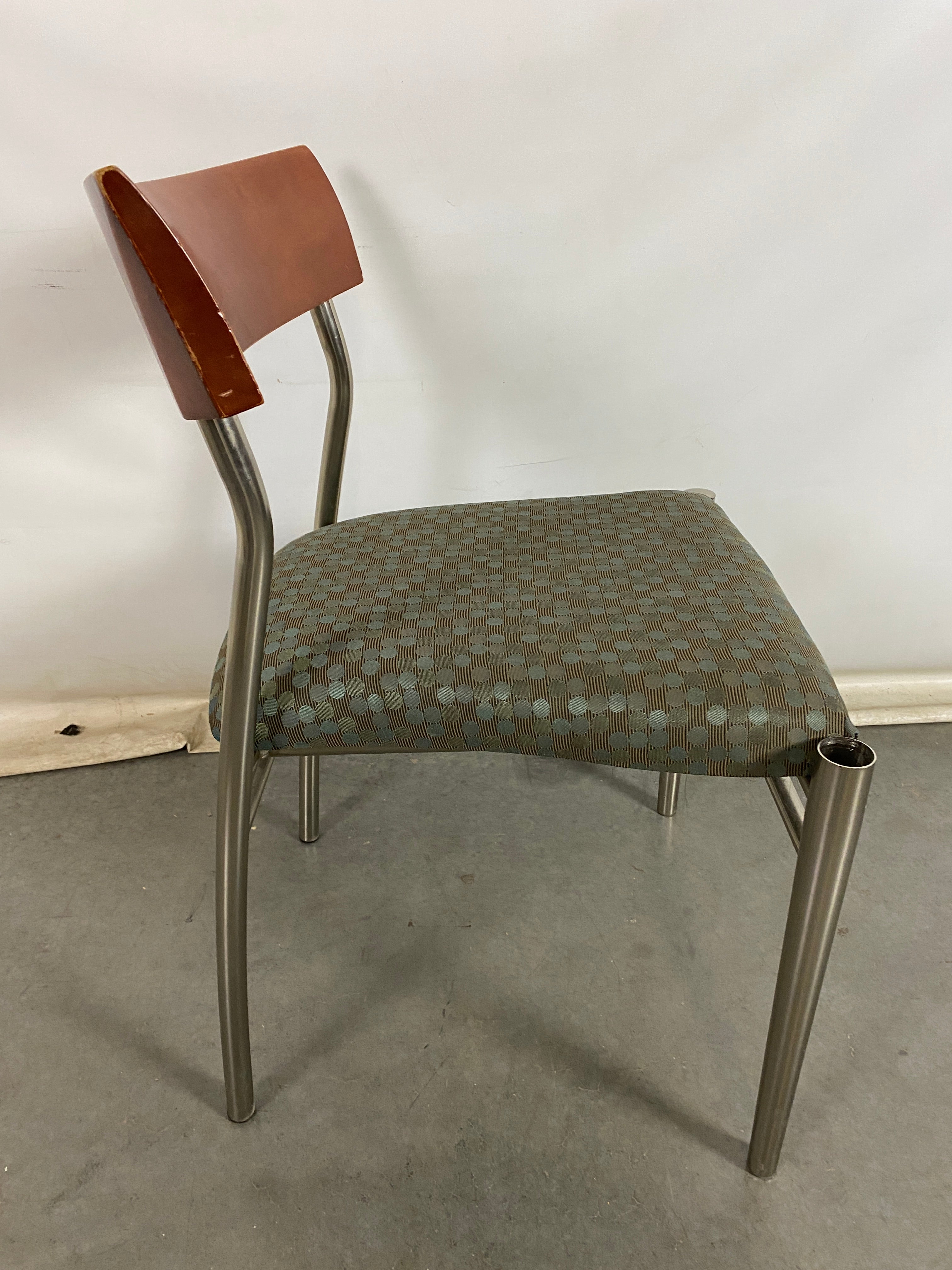 Green Upholstered Chair with Wood Back