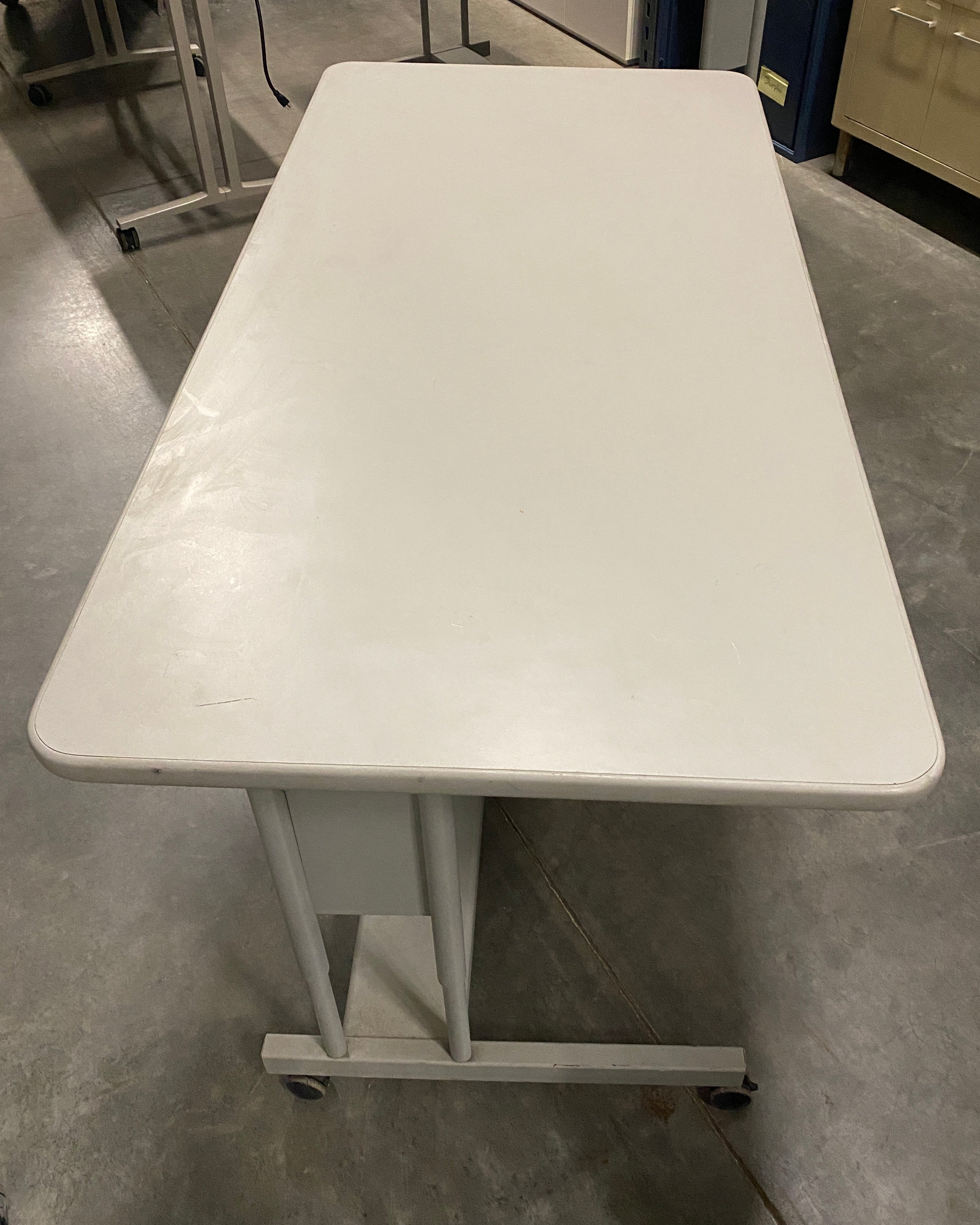 Grey Laminate Top Rounded Edge Rolling Desk