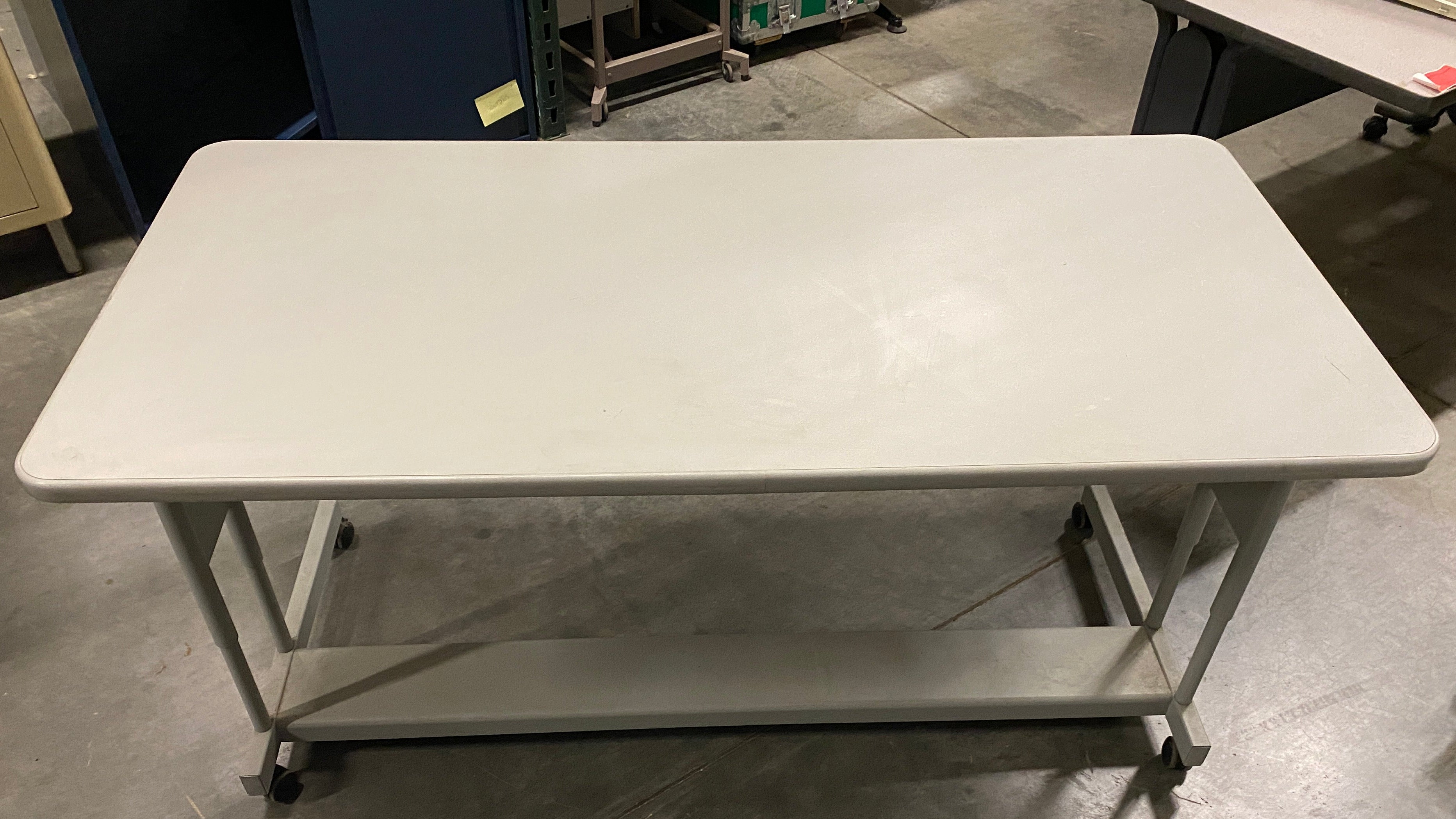 Grey Laminate Top Rounded Edge Rolling Desk