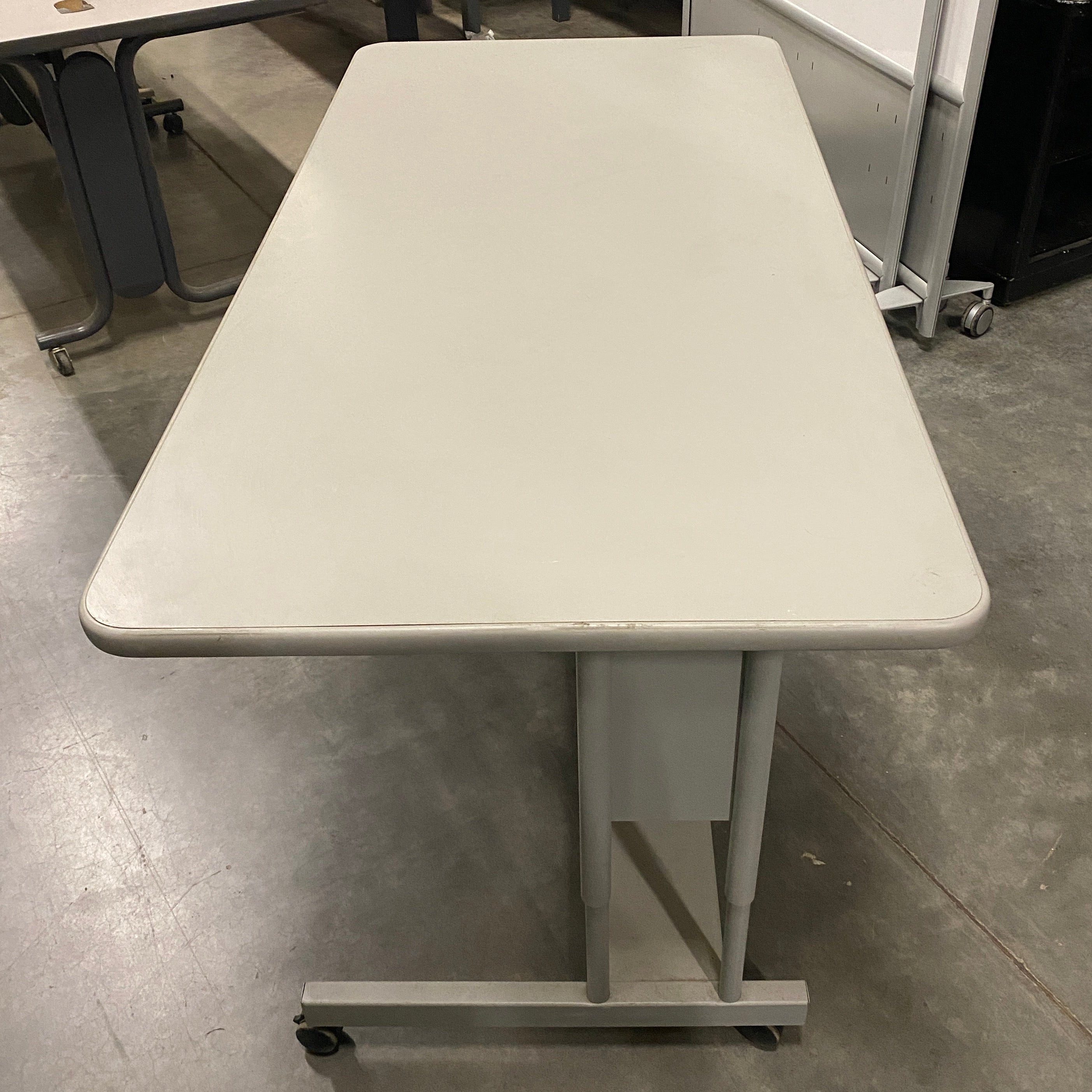 Grey Laminate Top Rounded Edge Rolling Desk