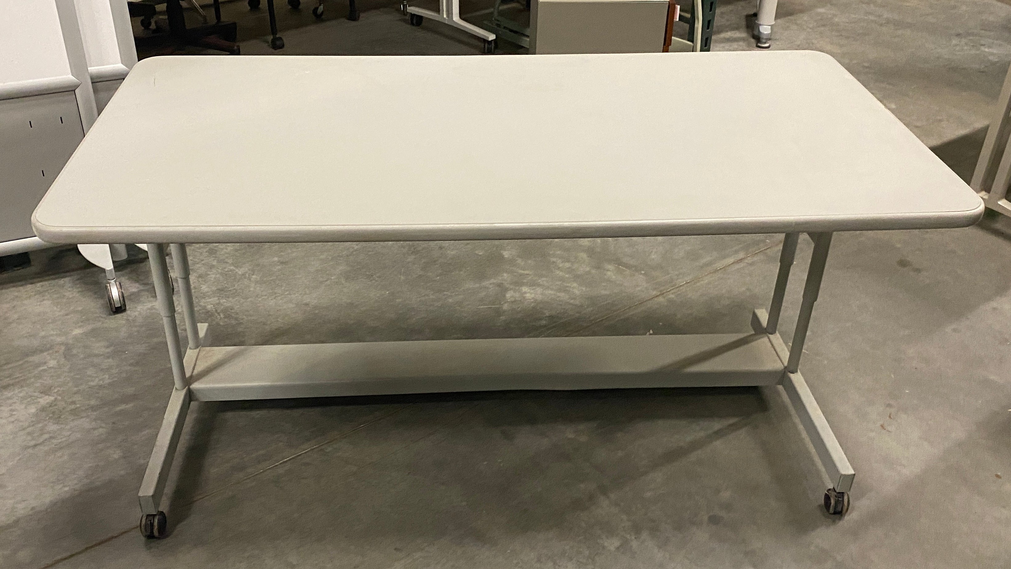 Grey Laminate Top Rounded Edge Rolling Desk