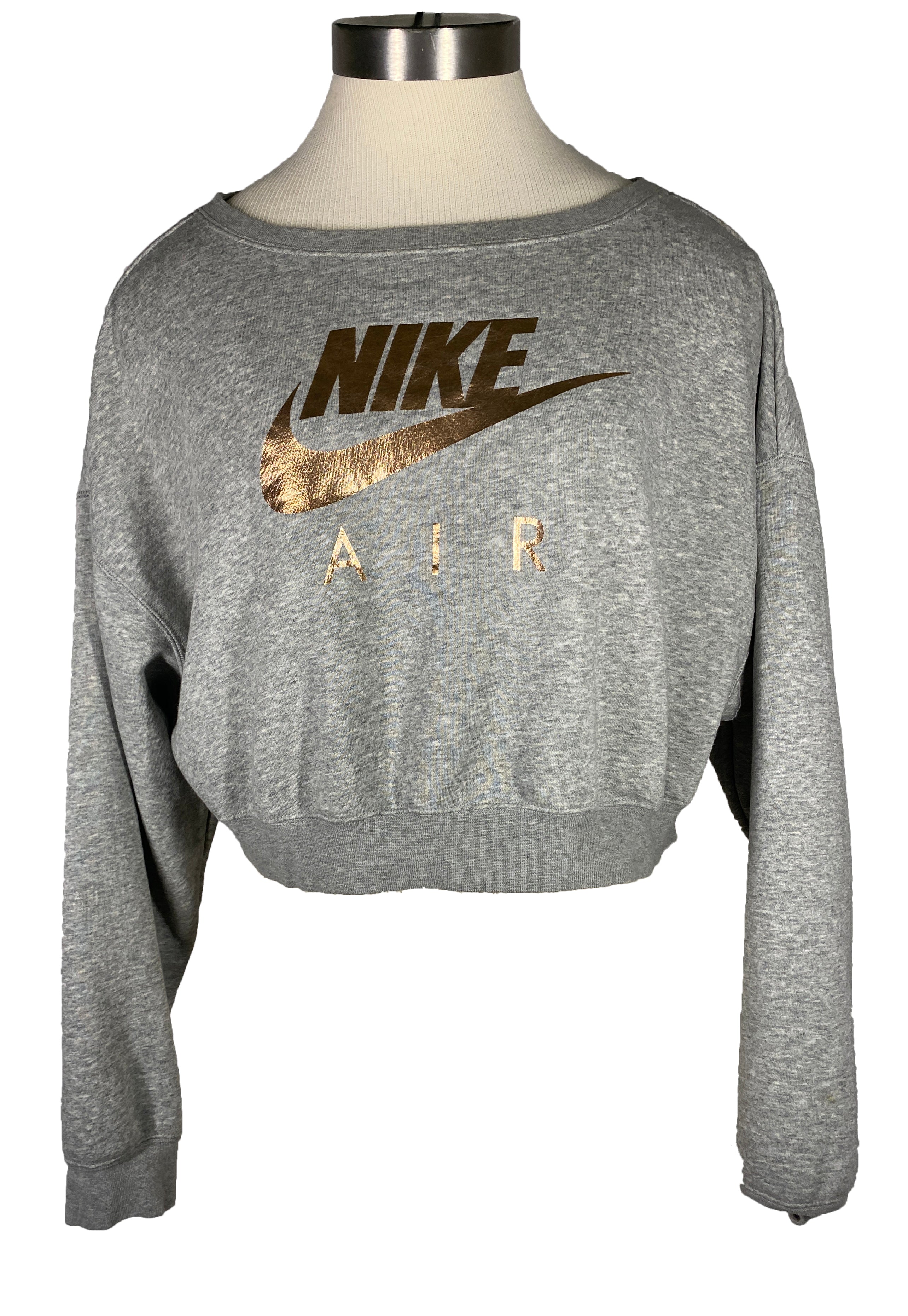 Grey Nike Cropped Crew Neck Sweatshirt Women's Size S
