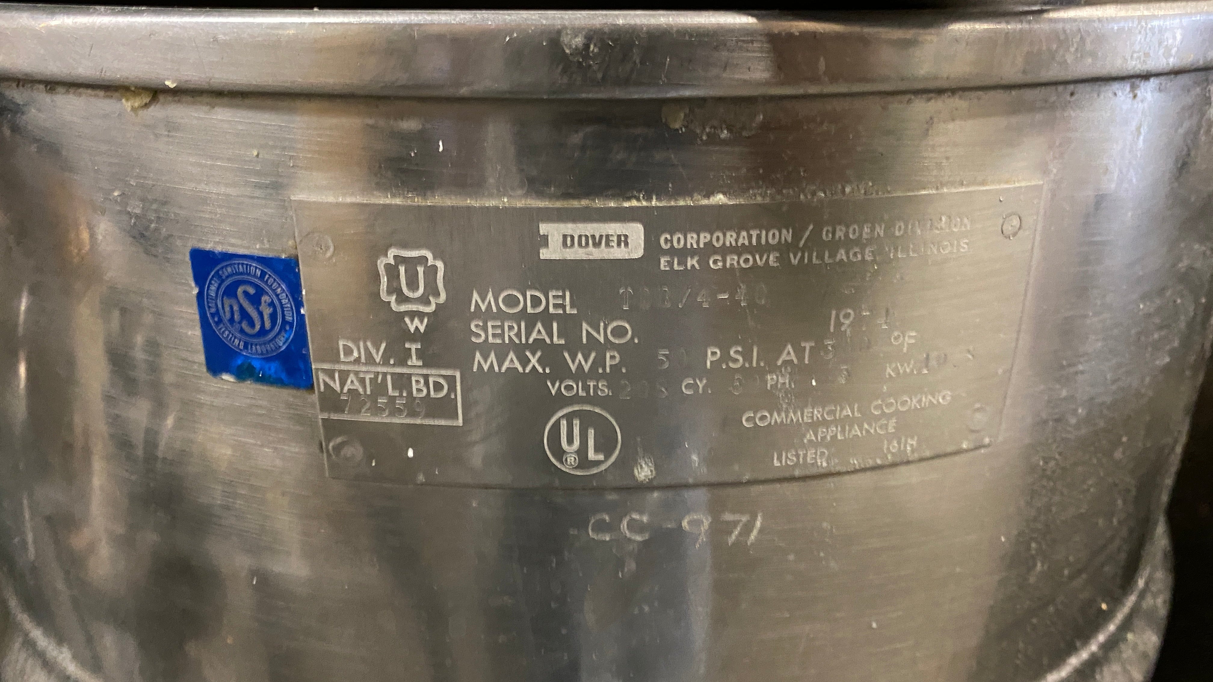 Groen #TDB/4-40 Industrial Steam Jacketed Kettle