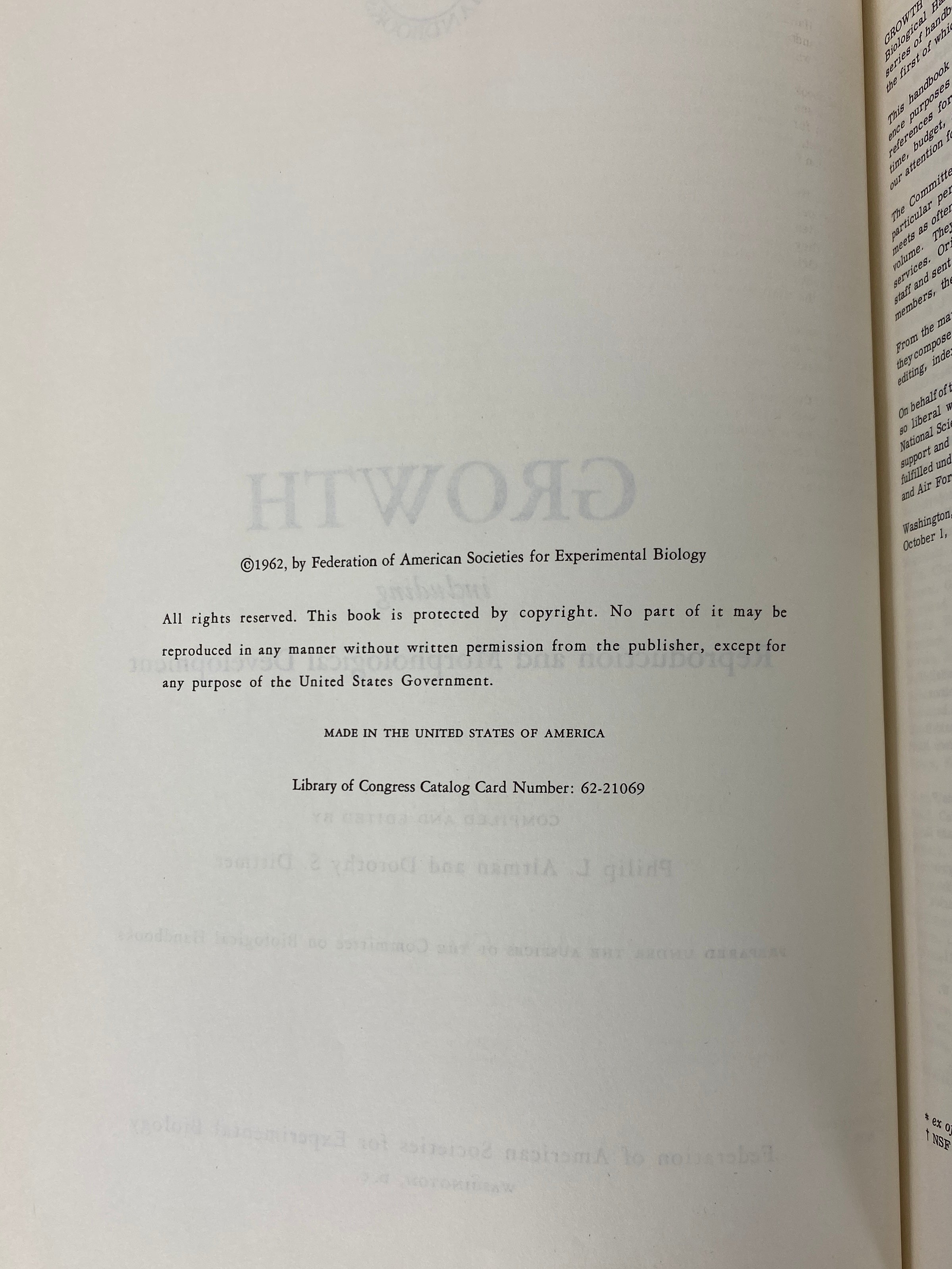 Growth Incl Reproduction & Morphological Development Altman/Dittmer 1962 HCDJ