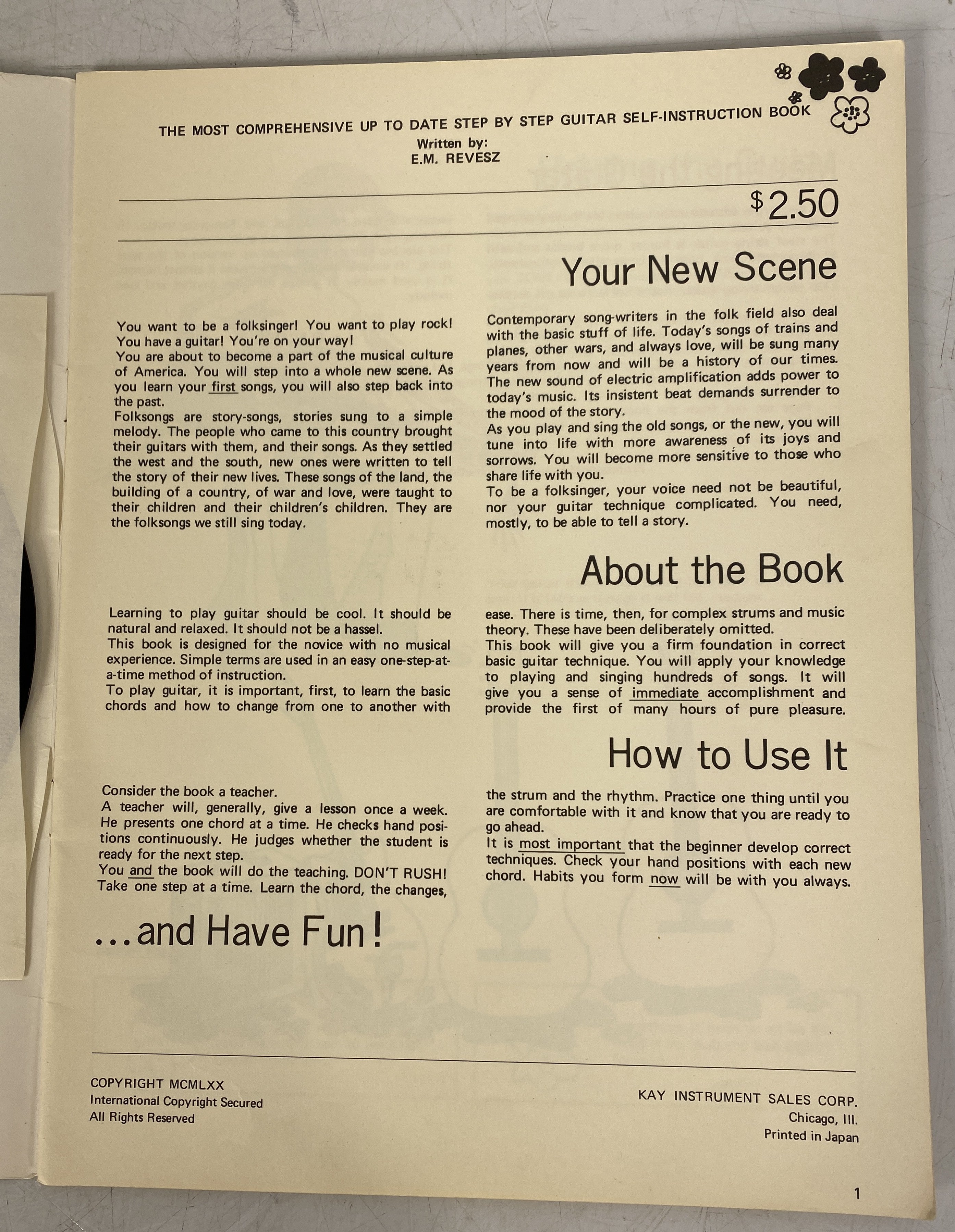 Guitar Sounds Beginner Edition Guitar Lesson Book with Record 1970