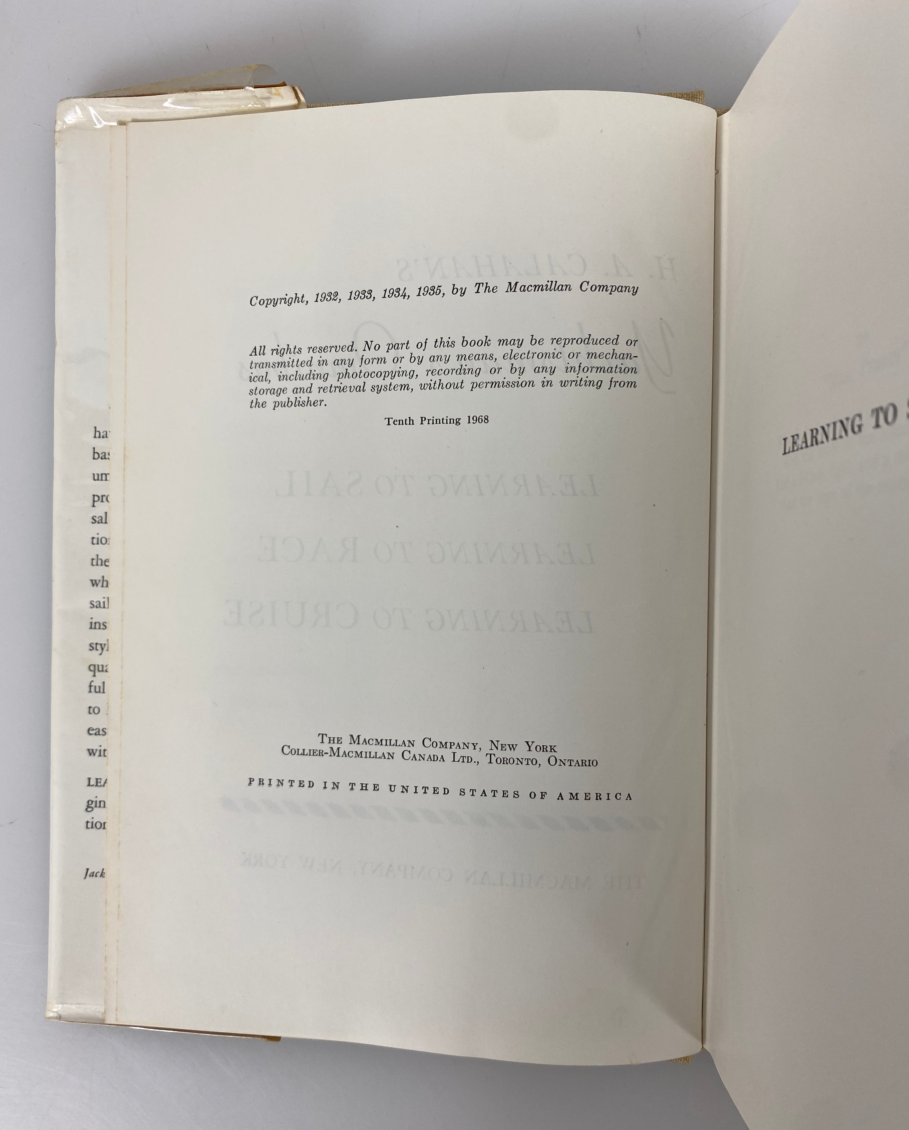 H.A. Calahan's Yachtsman's Omnibus Learning to Sail/Race/Cruise 1968 HCDJ