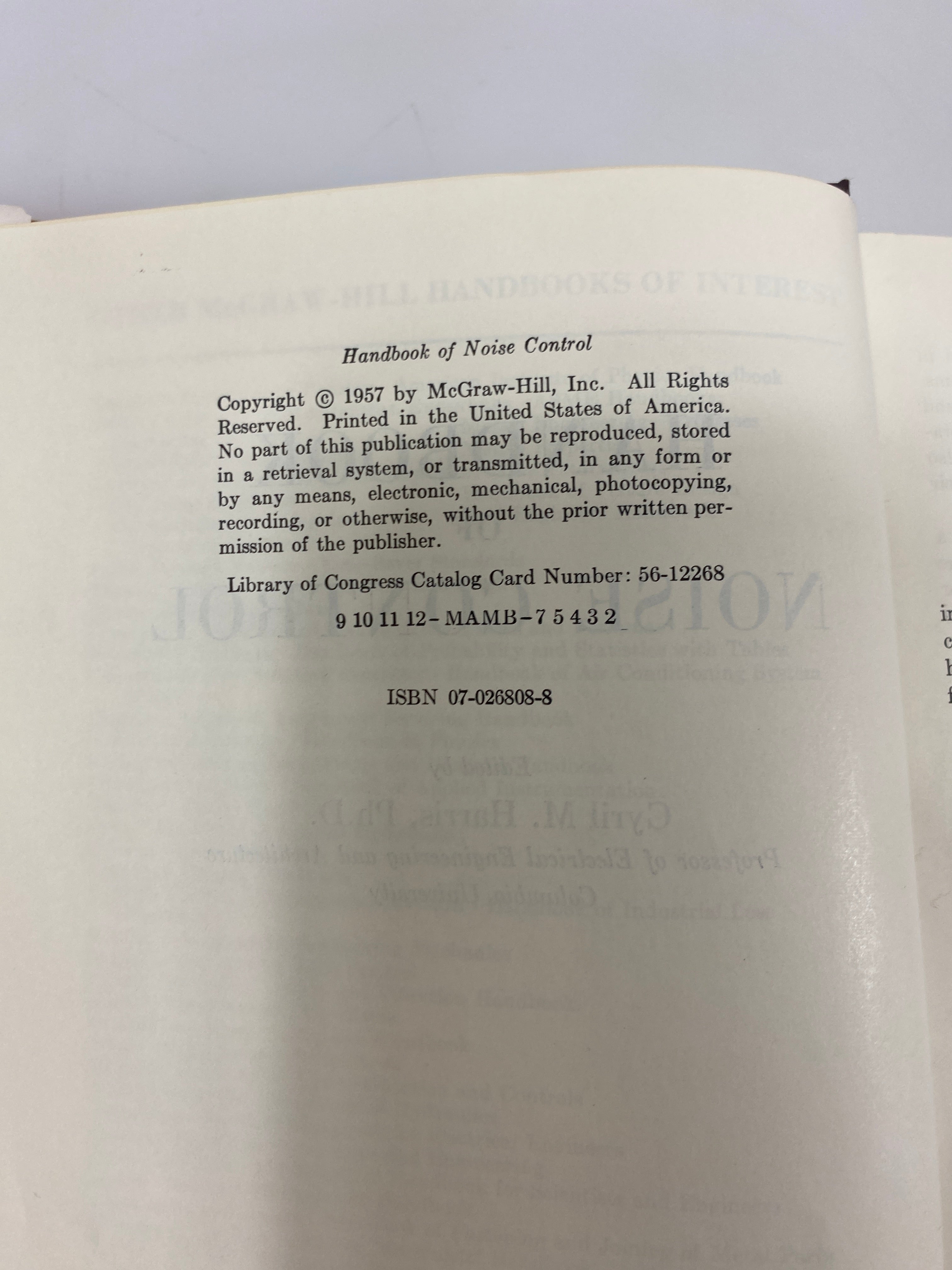Handbook of Noise Control by Harris 1957 HCDJ