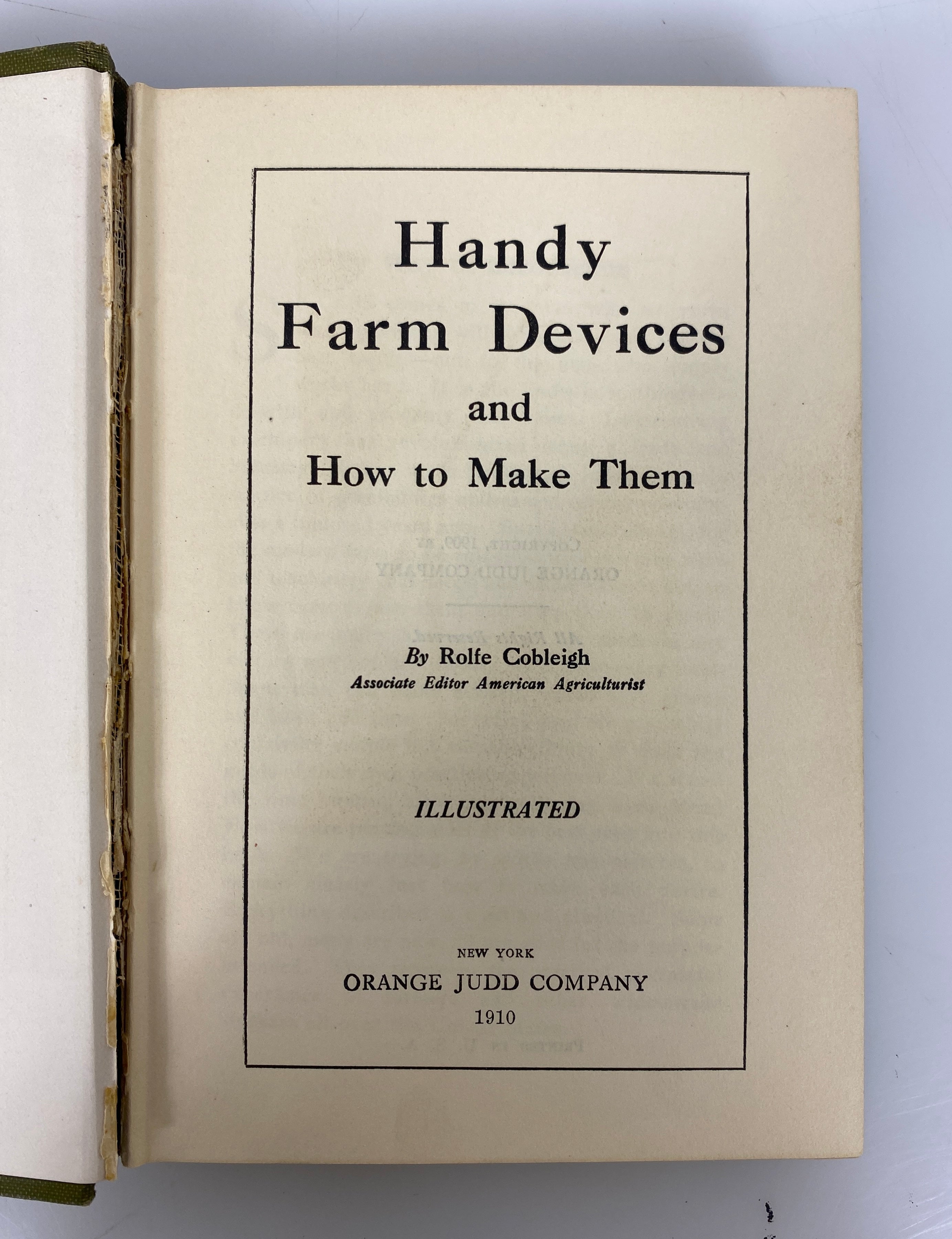 Handy Farm Devices and How to Make Them by Cobleigh Rare 1910 Antique HC