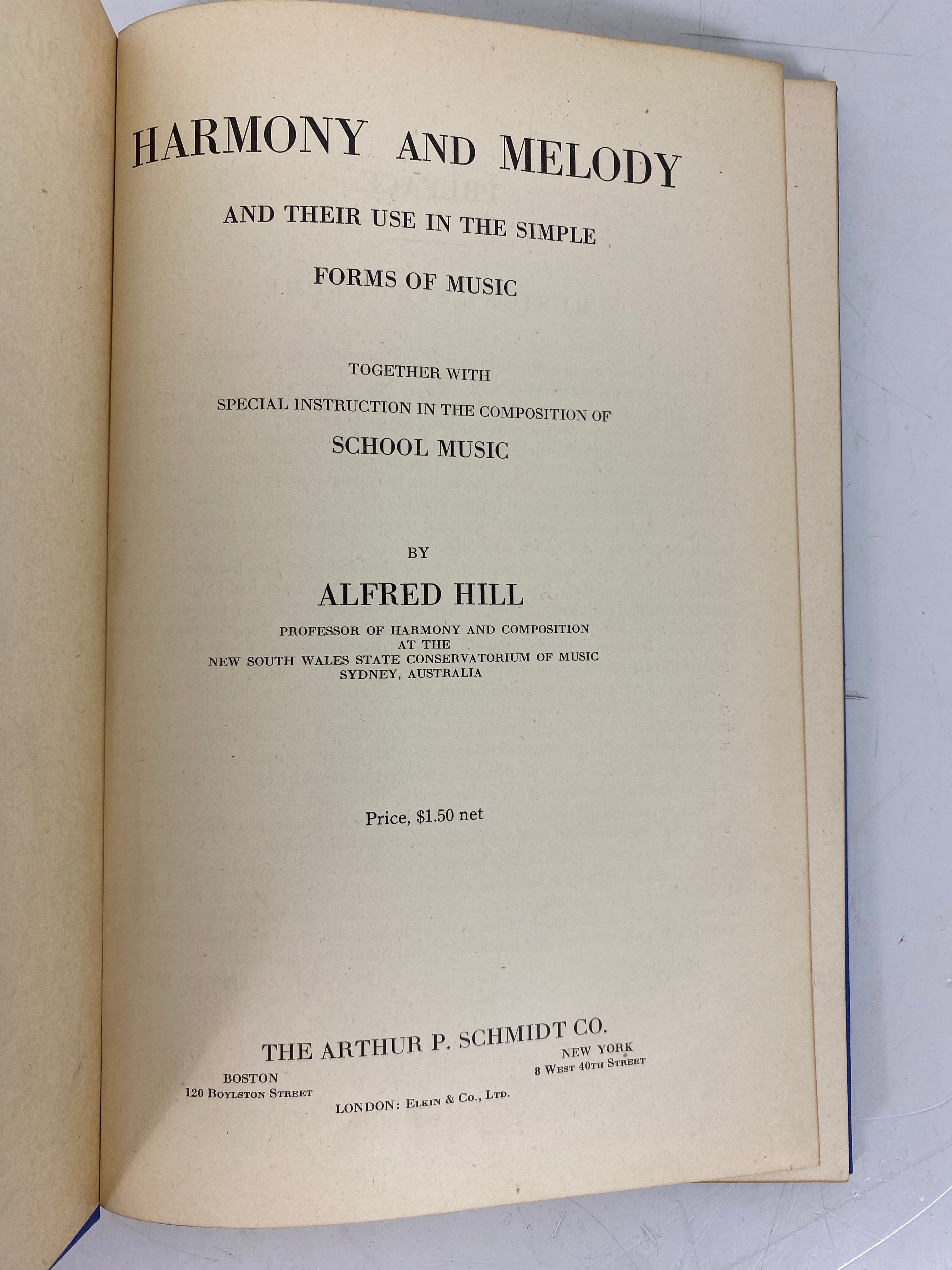 Harmony and Melody by Alfred Hill c1927 Vintage HC
