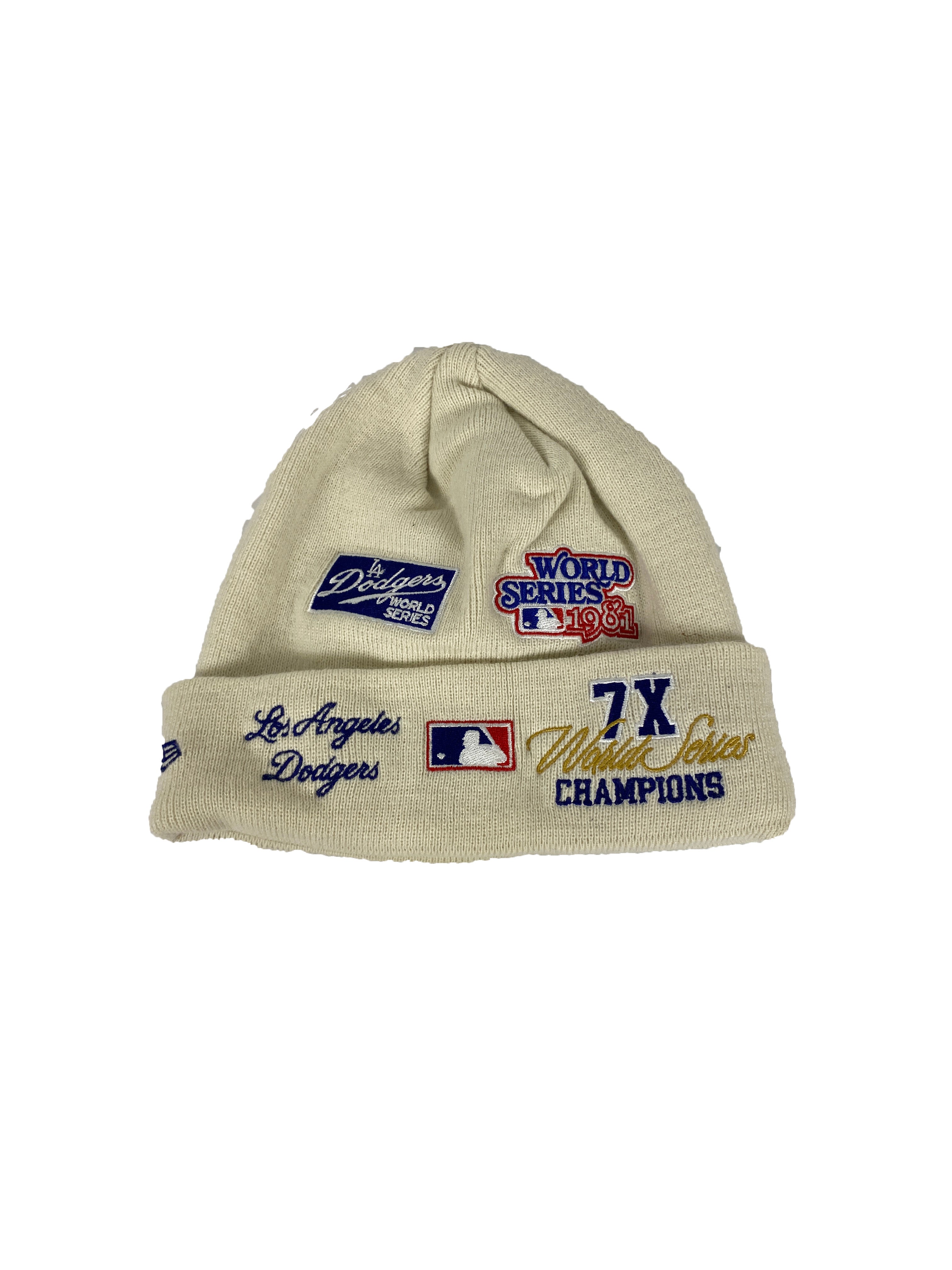Los Angeles Dodgers White Beanie With Patches