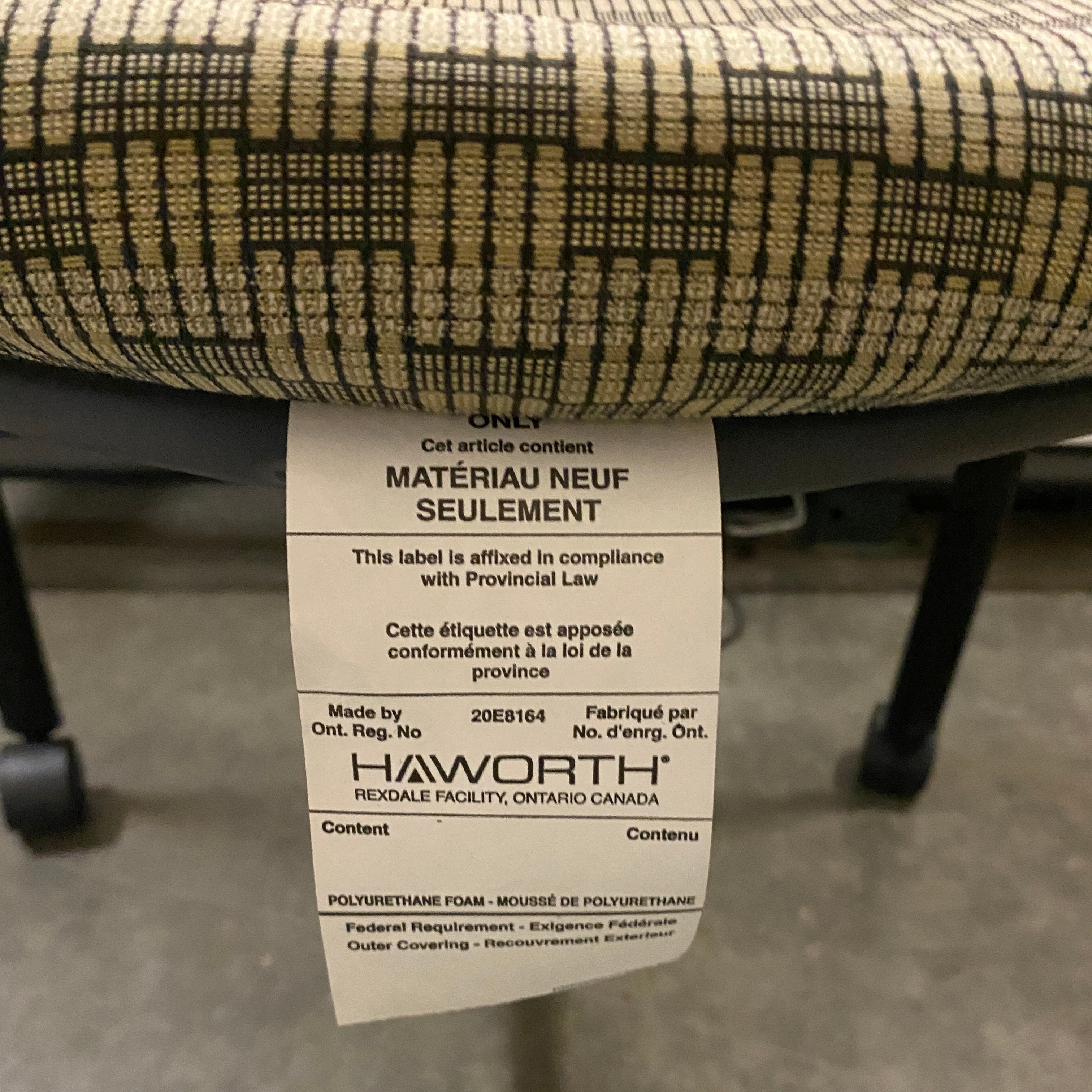 Haworth Pattern Upholstered Rolling Chair