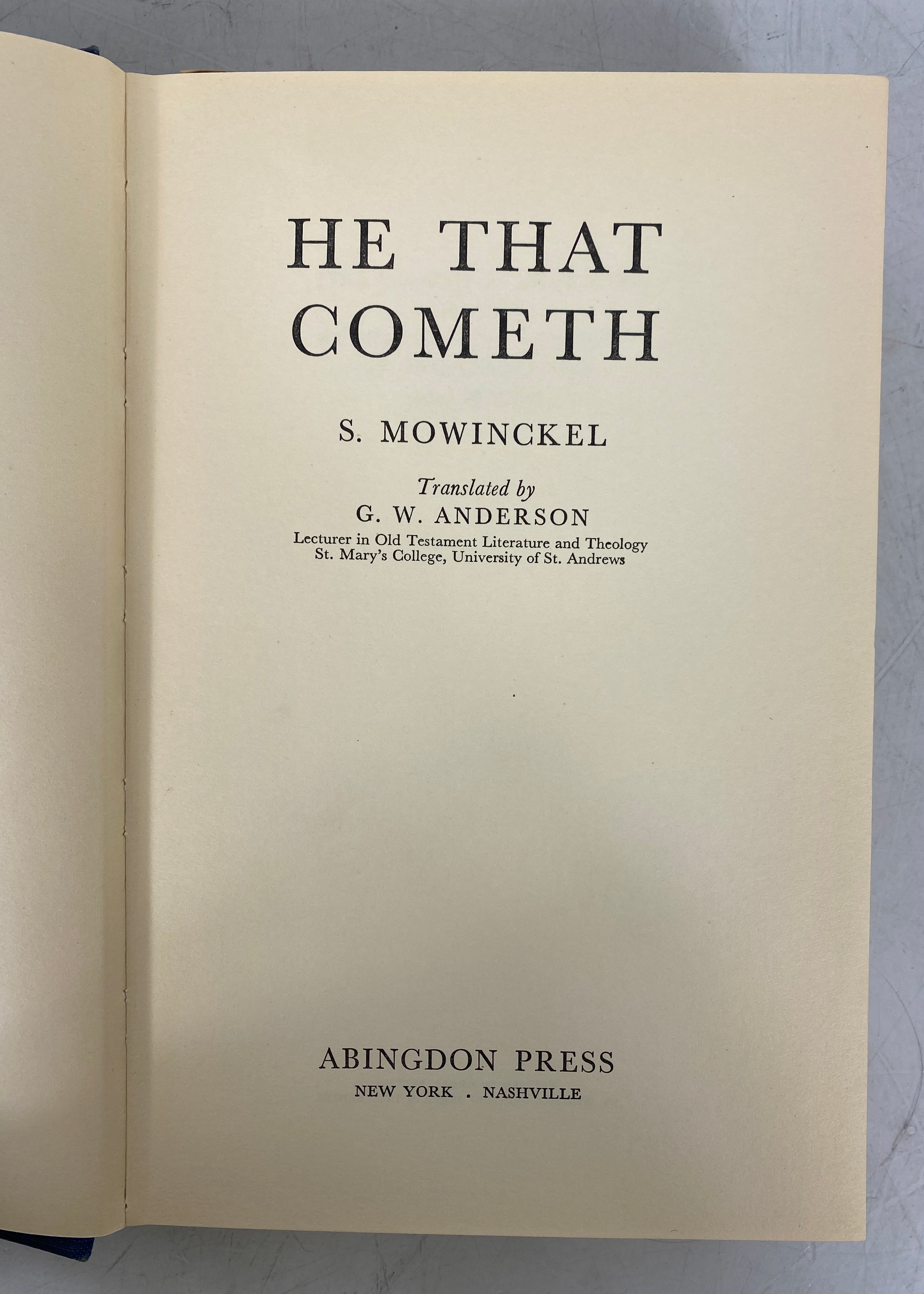 He That Cometh Mowinckel/Anderson American Edition HC DJ