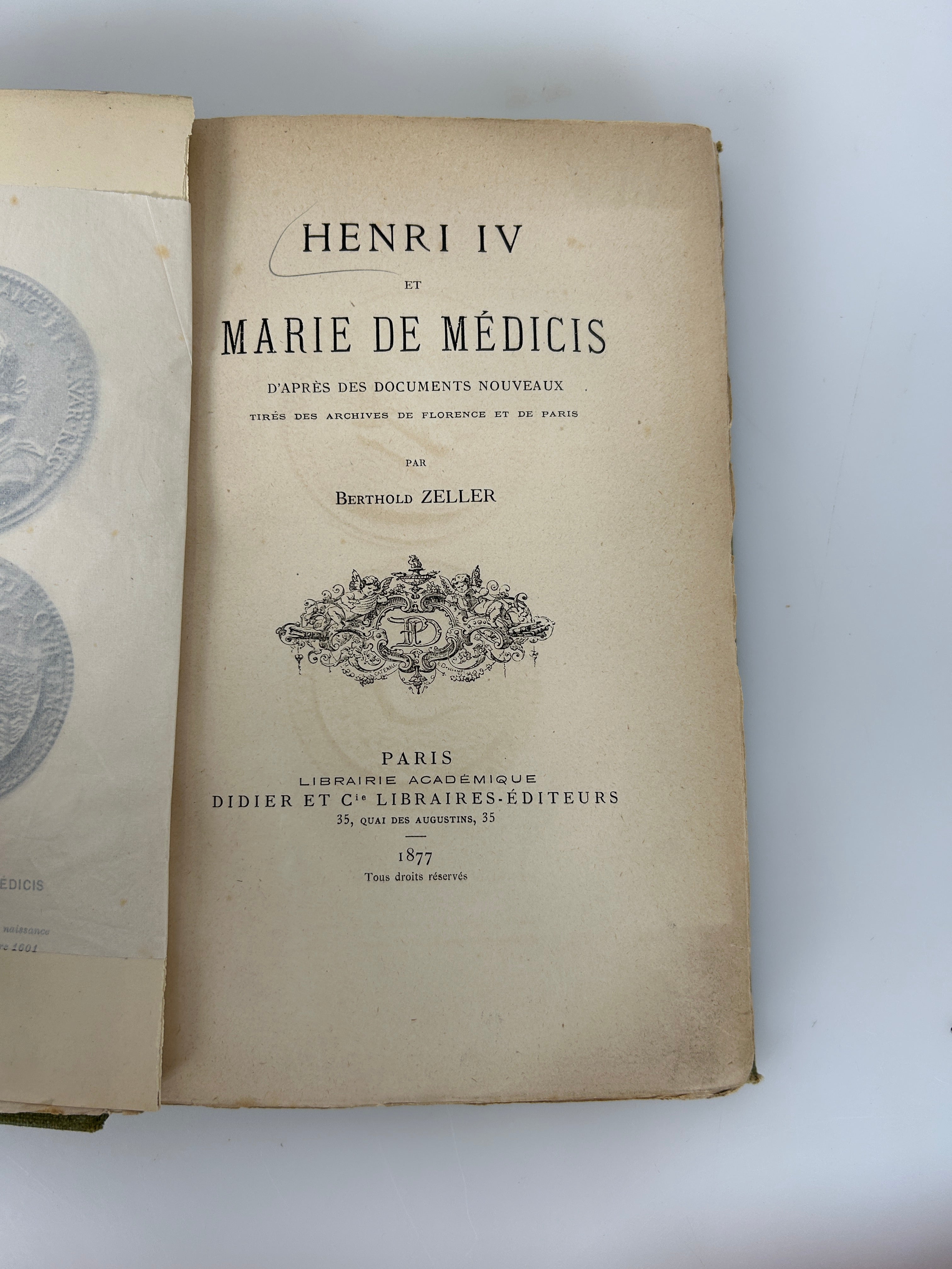 Henri IV & Marie de Medicis by Berthold Zeller Rare 1877(French) Ex-Library HC