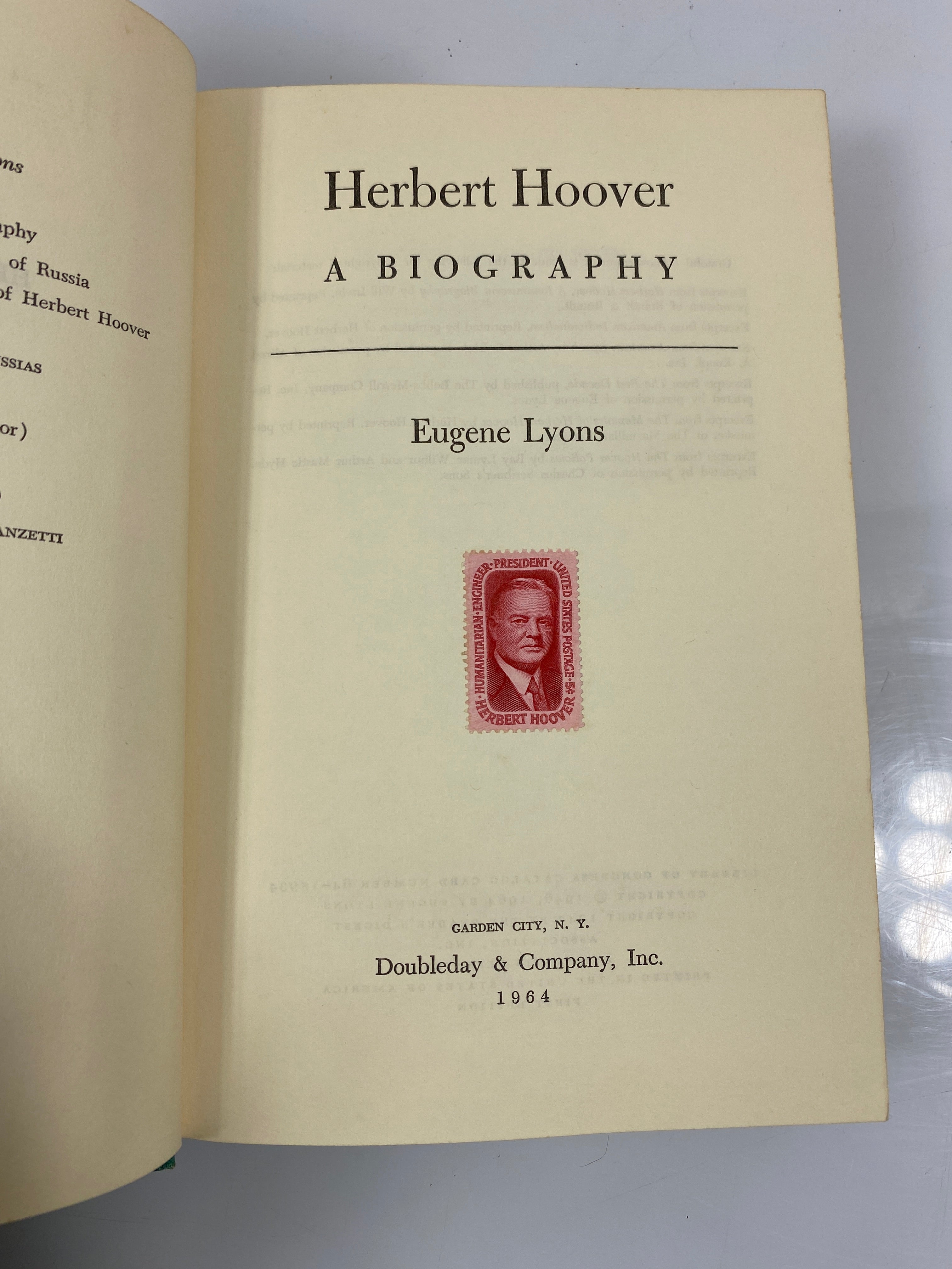 Herbert Hoover by Lyons 1964 HCDJ