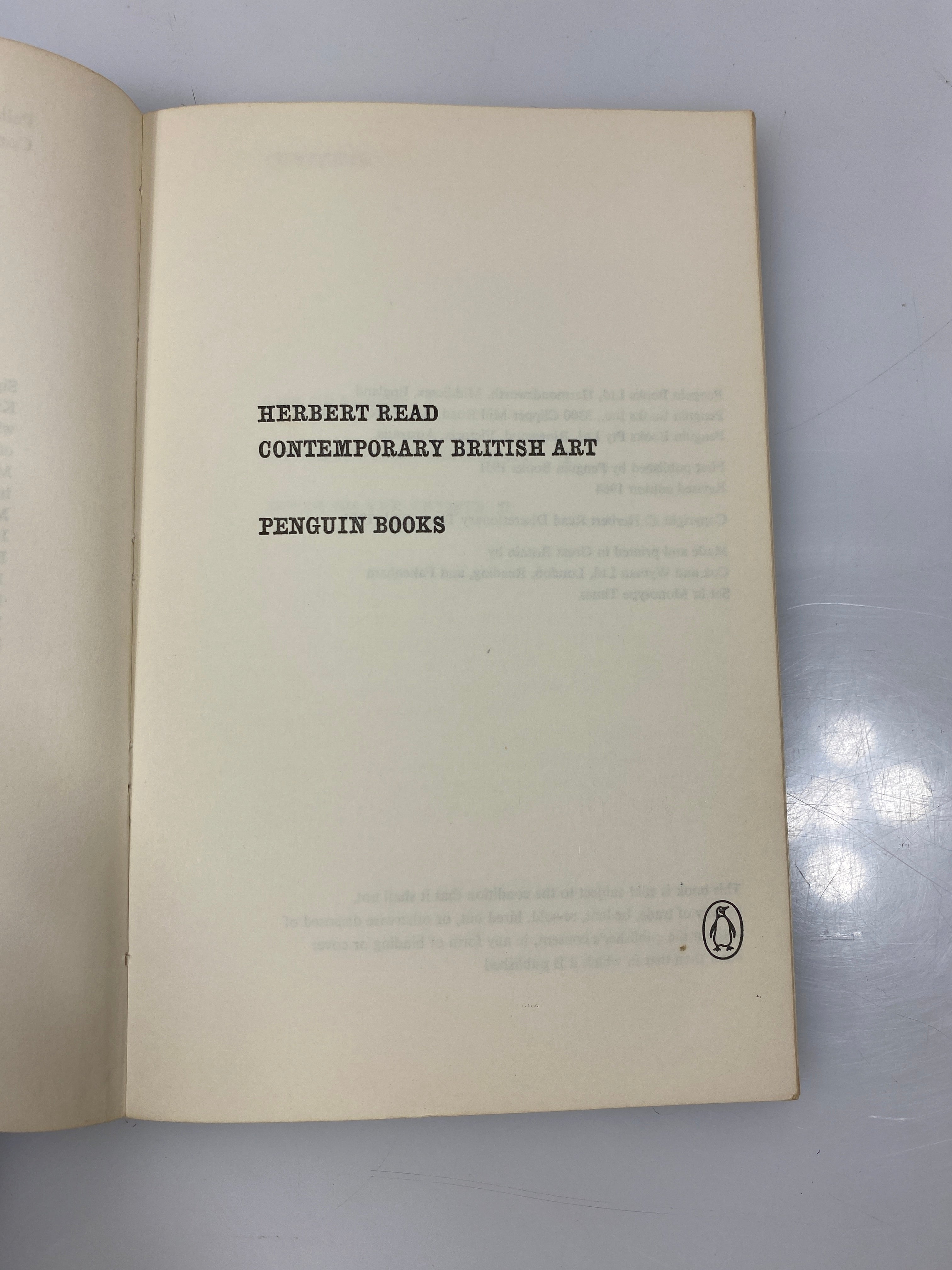Herbert Read Contemporary British Art Penguin  Books 1964 SC