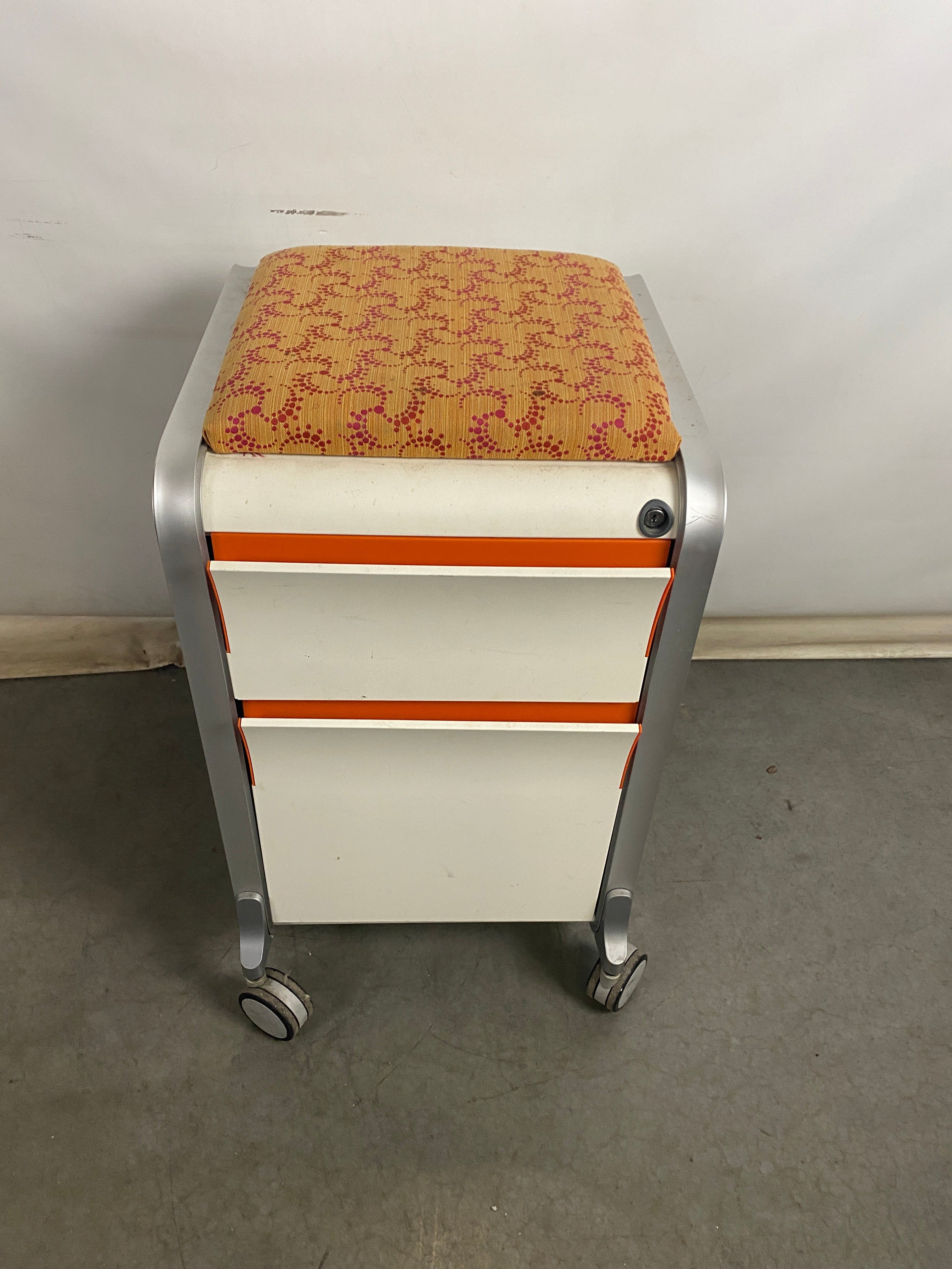 Herman Miller #WA211 White & Orange Filing Cabinet