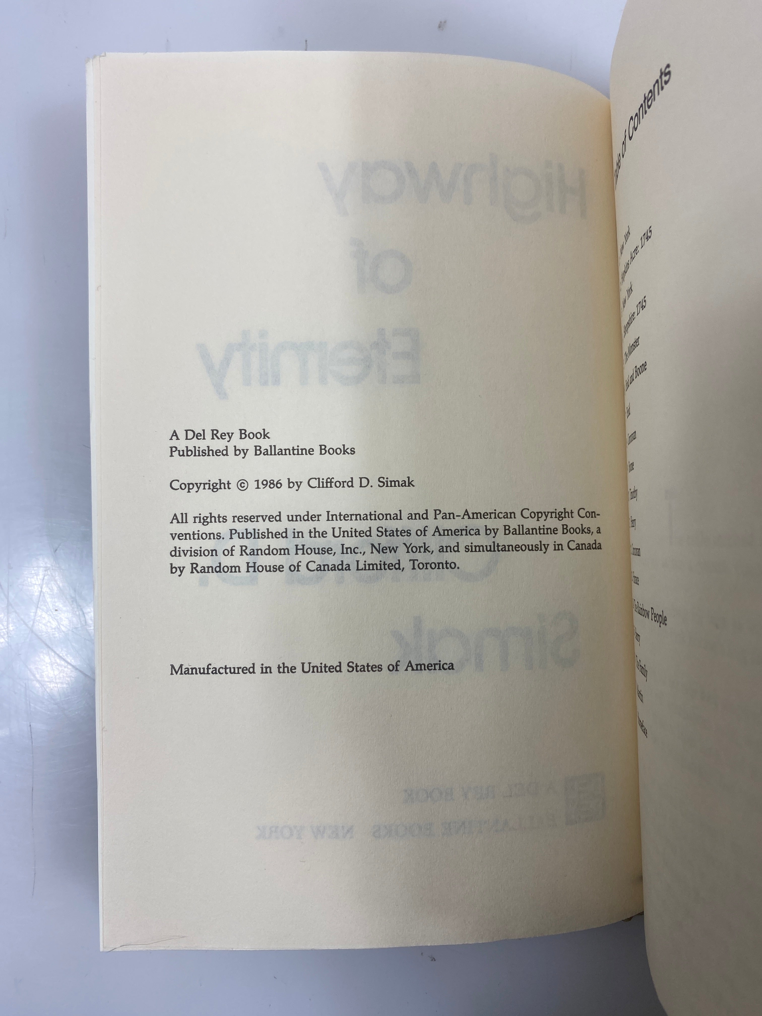 Highway of Eternity by Simak Del Rey Book 1986 HCDJ