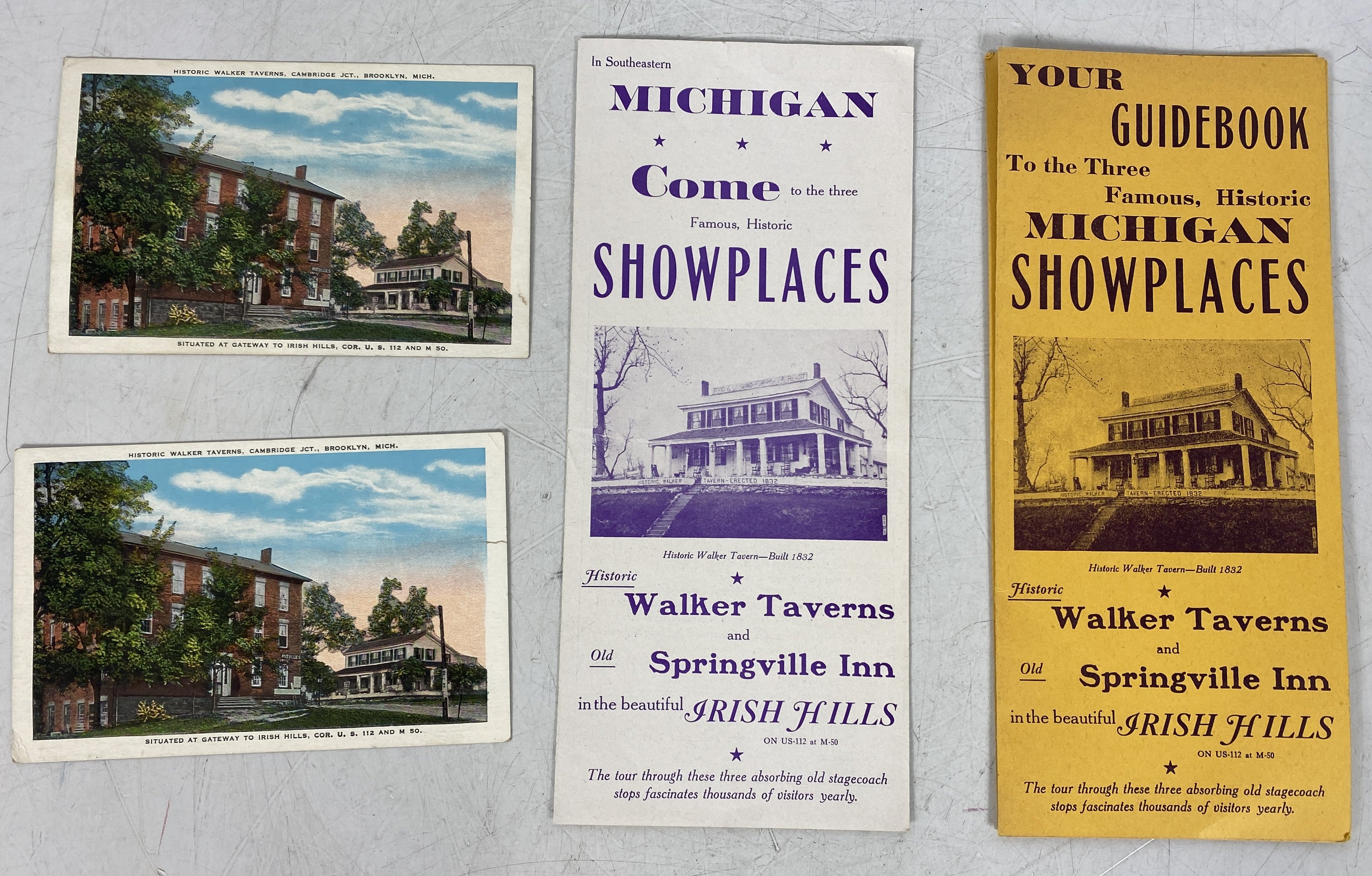 Historical Ephemera Lot Walker Taverns Irish Hills Brooklyn, Michigan