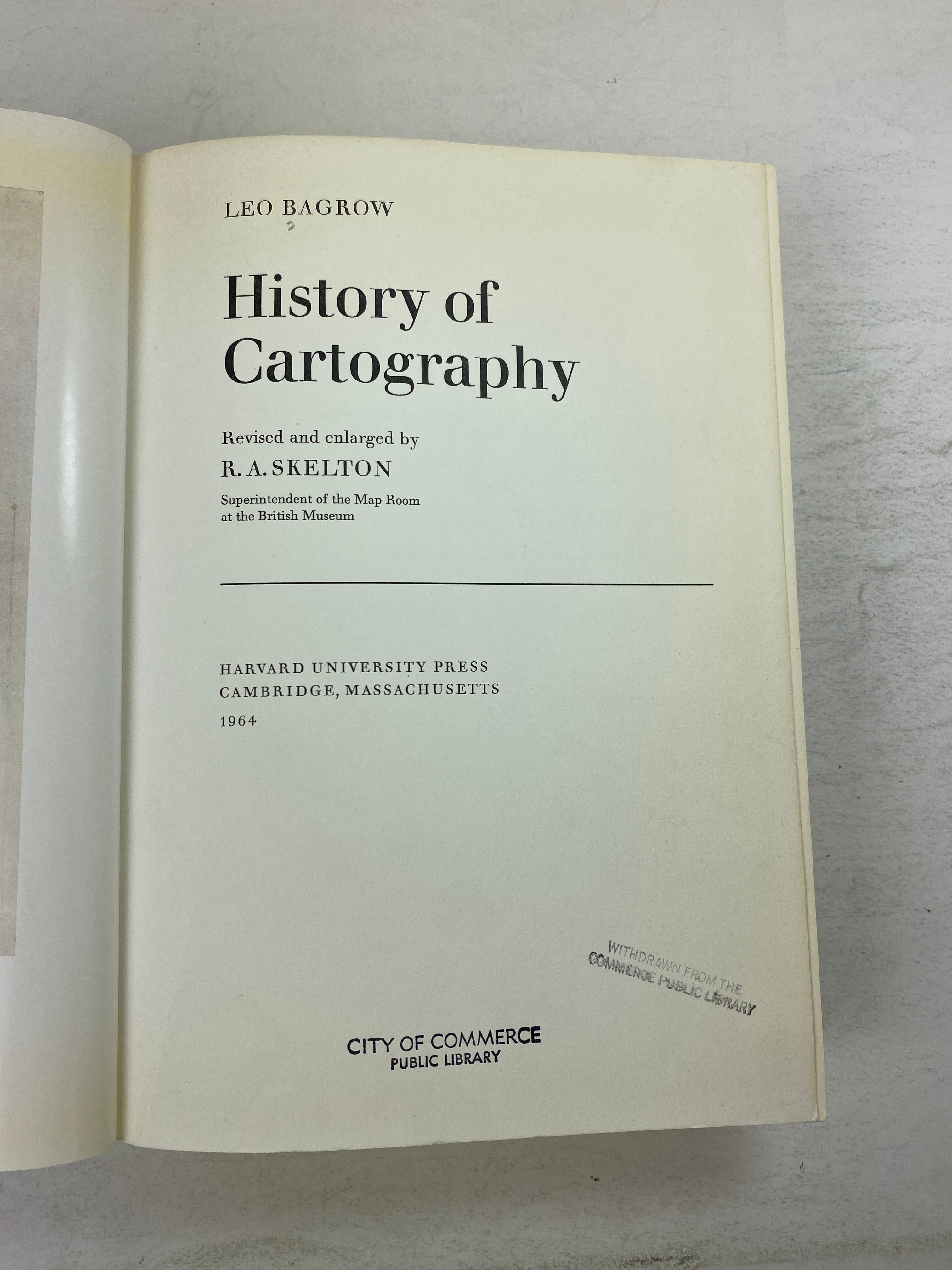 History of Cartography by Bagrow Ex-library 1964 HC