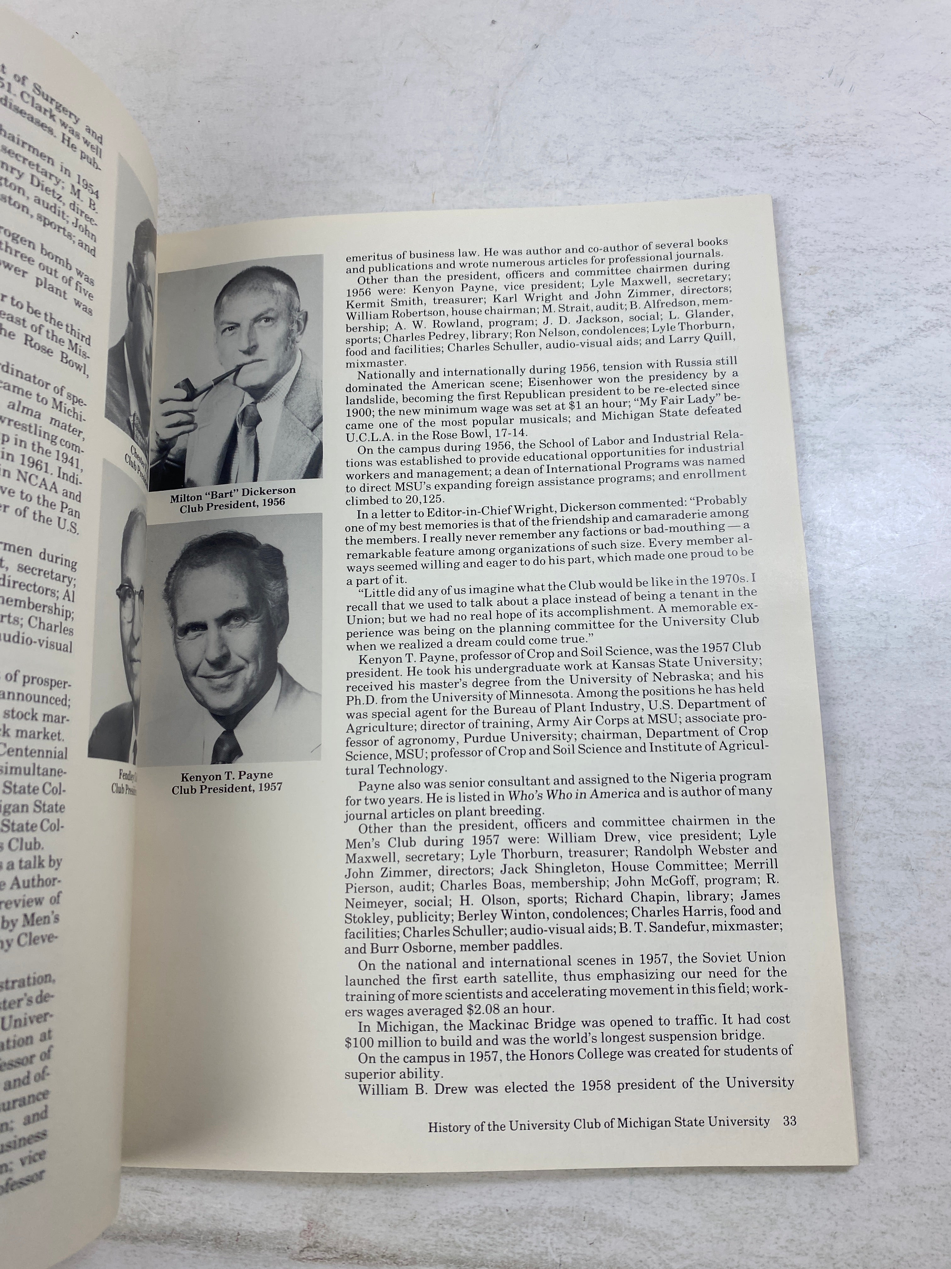 History of MSU University Club 1929-1982 SC