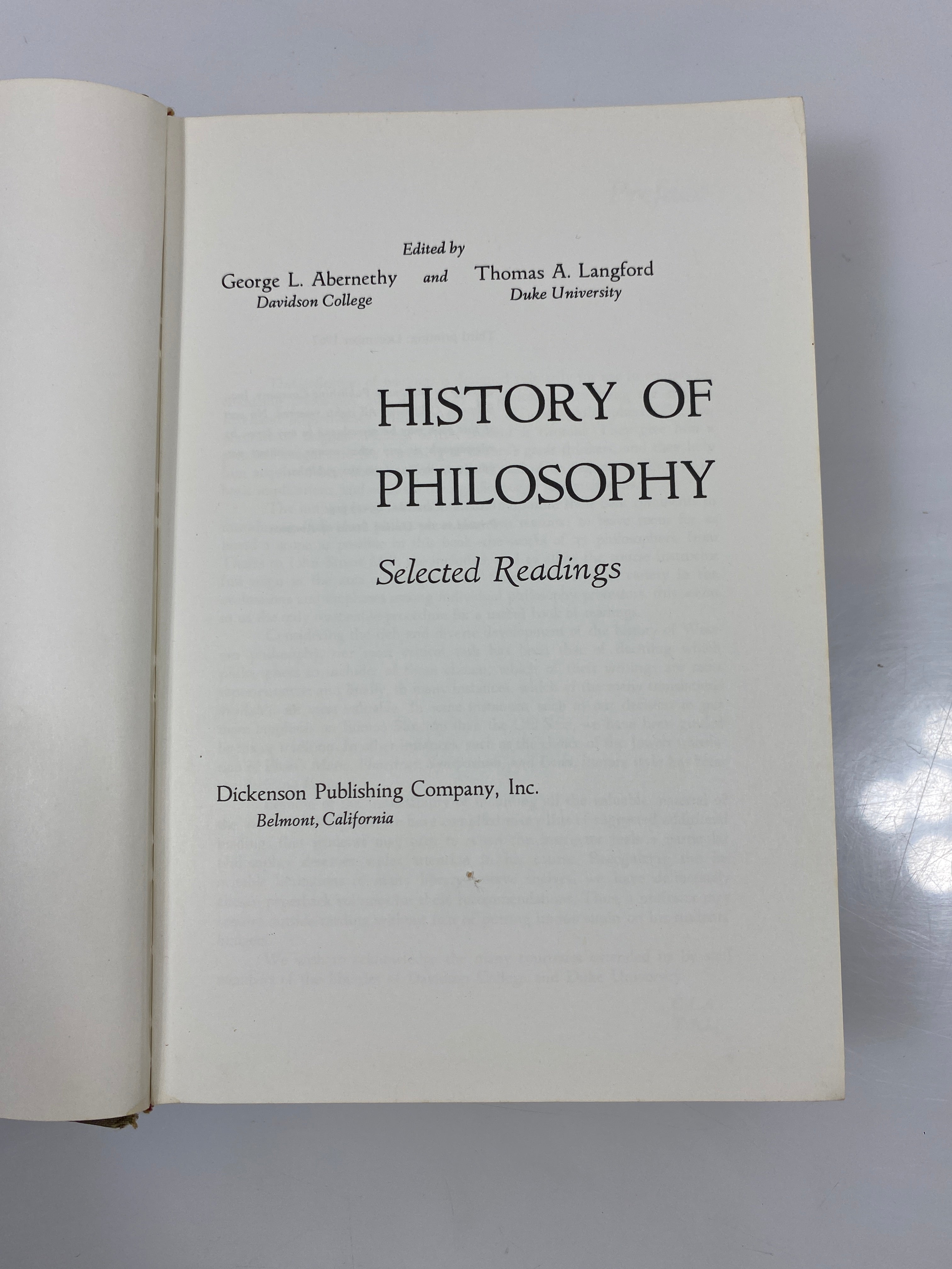 History of Philosophy Abernethy/Langford 3rd Print 1967 HC