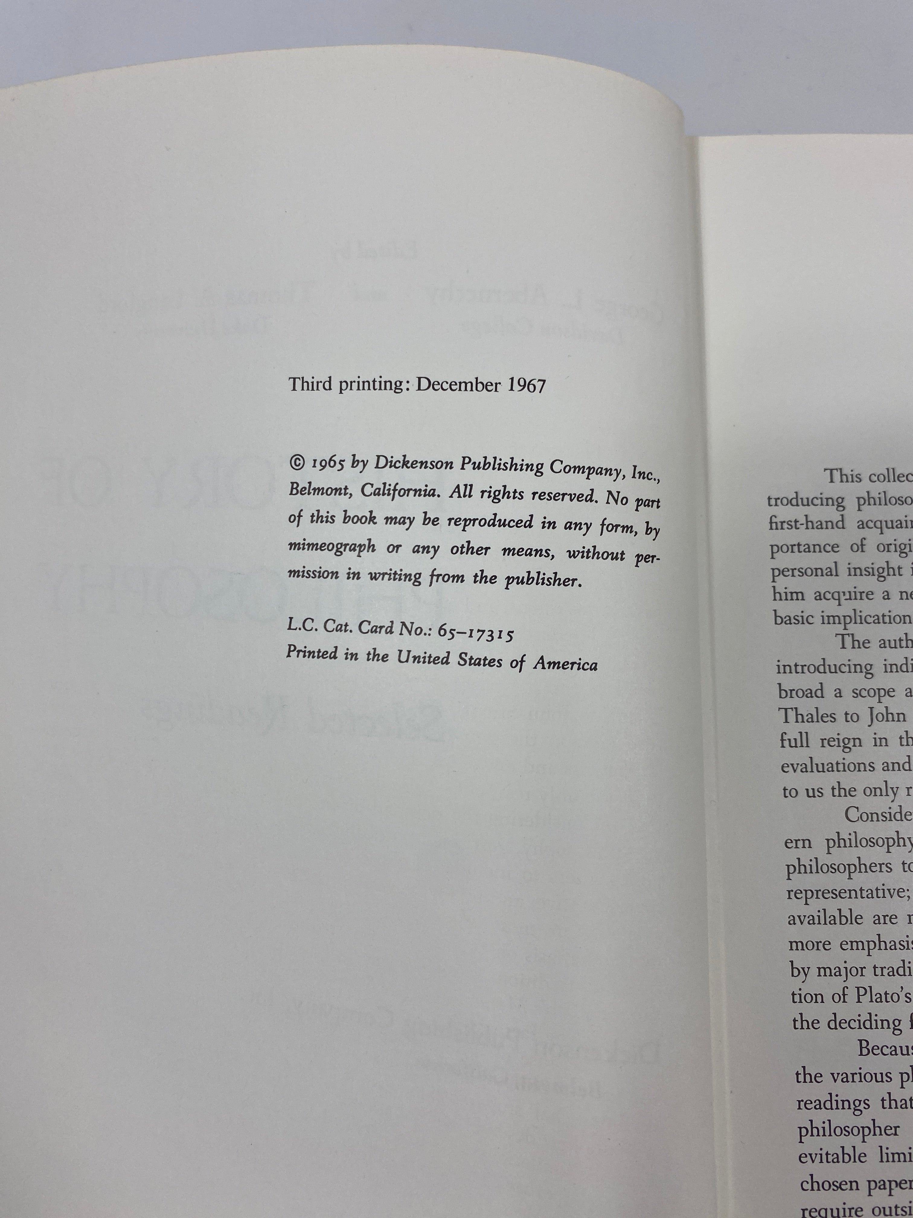 History of Philosophy Abernethy/Langford 3rd Print 1967 HC
